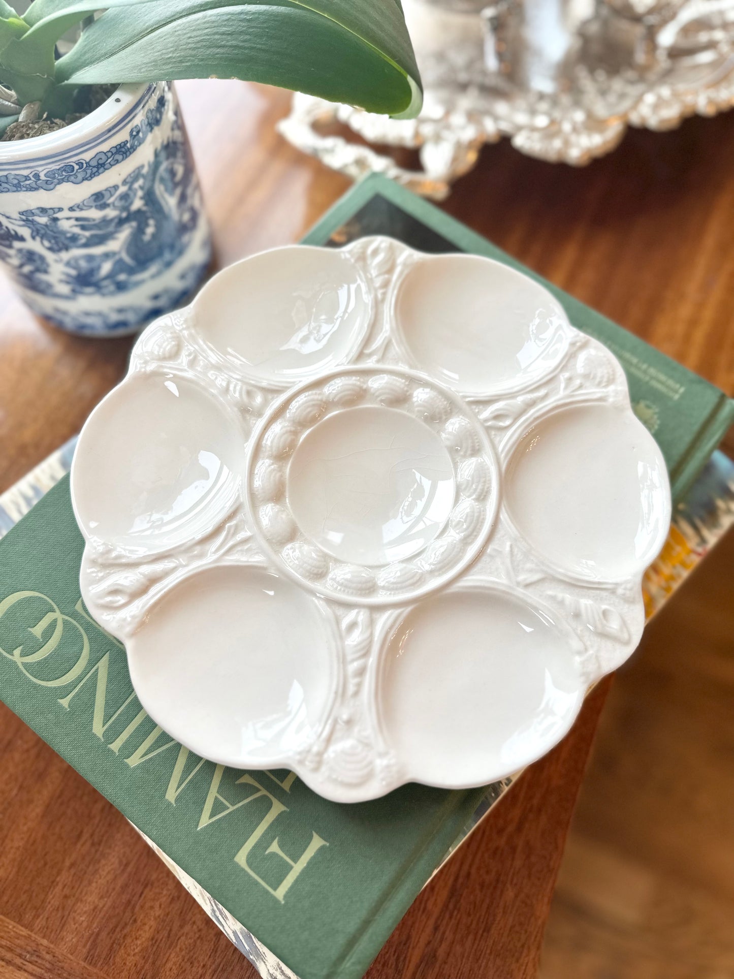 Antique English Ironstone Oyster Plate
