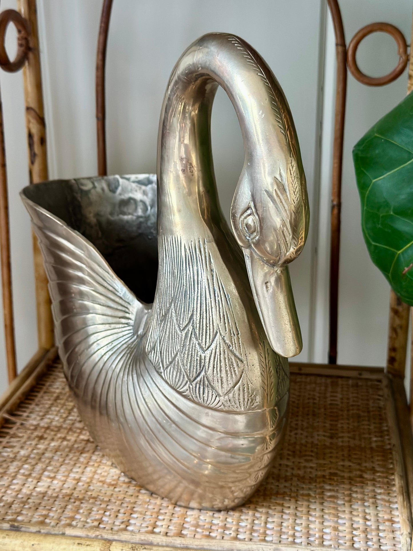 Brass Swan Planter