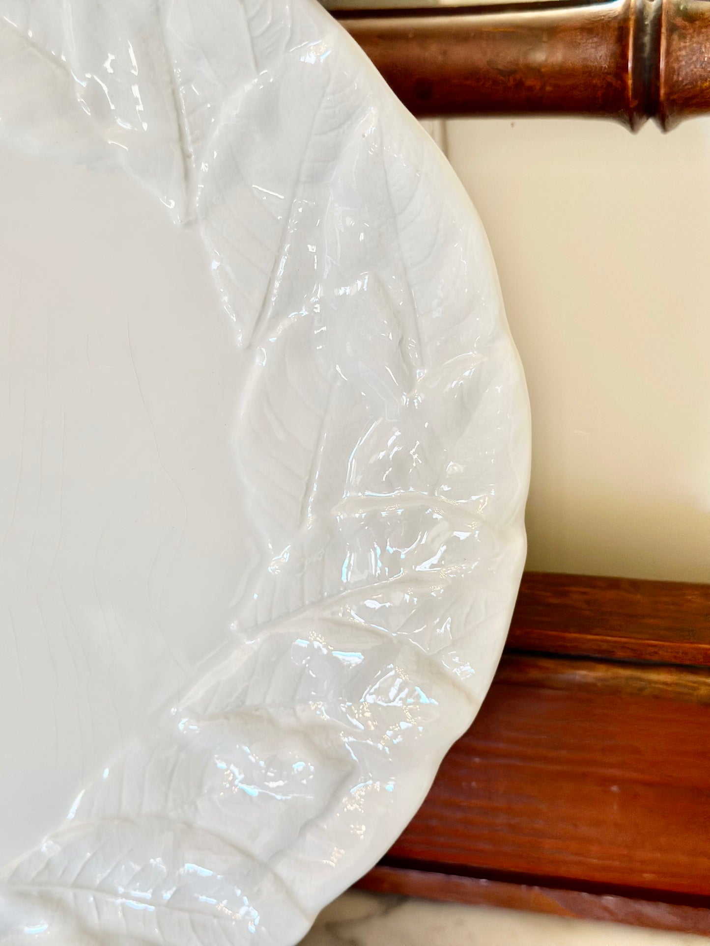 Large Italian Porcelain Platter with Leaf Detail