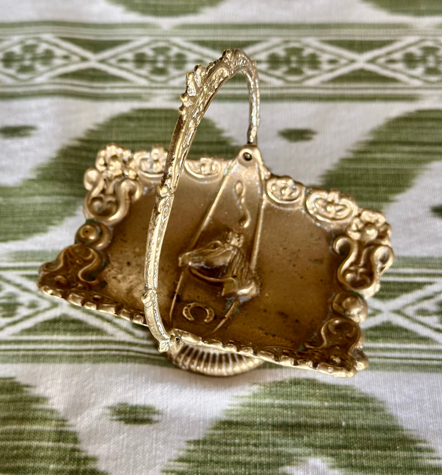 Brass Equestrian Pedestal Trinket Dish