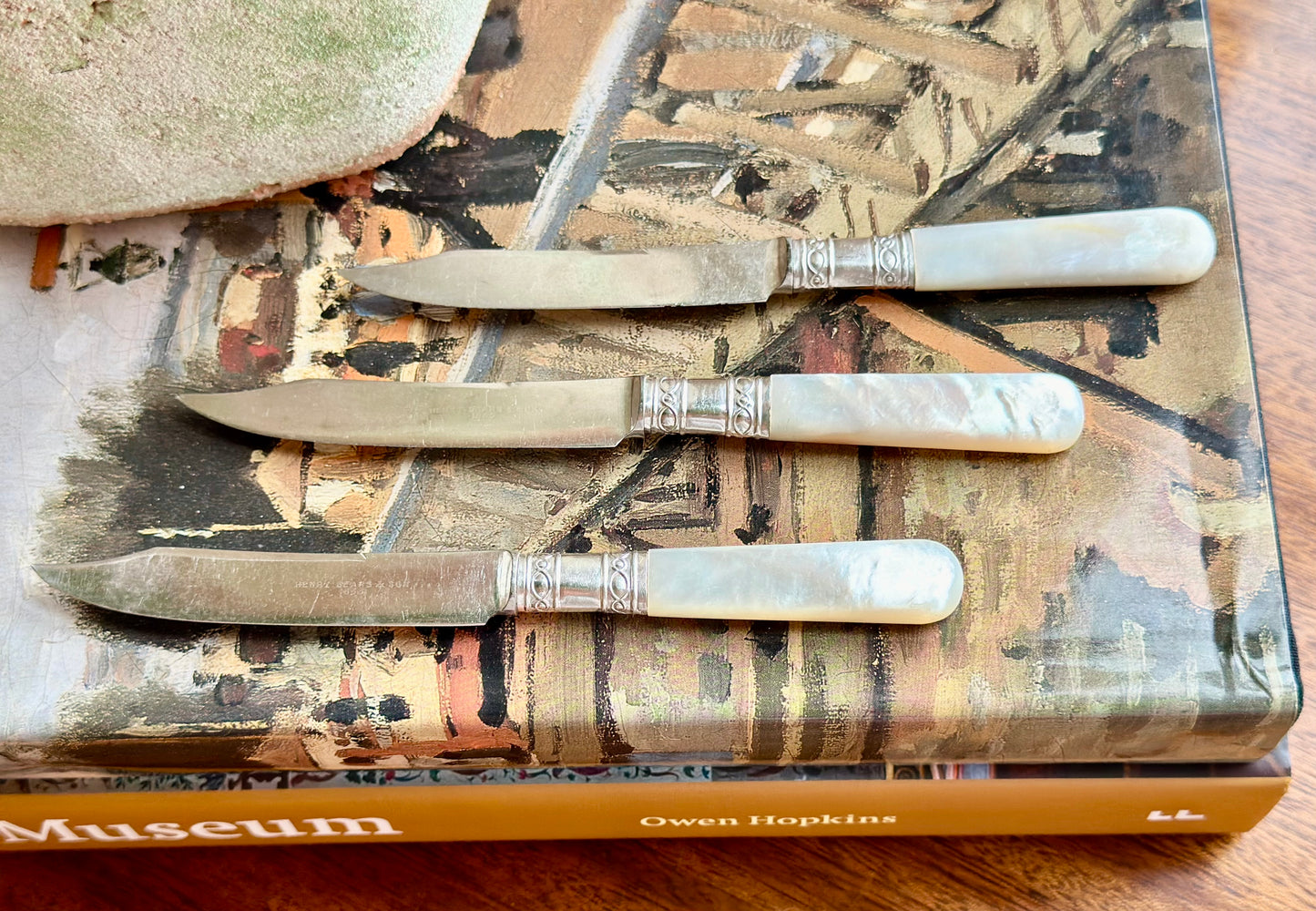 Antique Sterling Silver & Mother of Pearl Handle Fruit Knives (Set of 3)