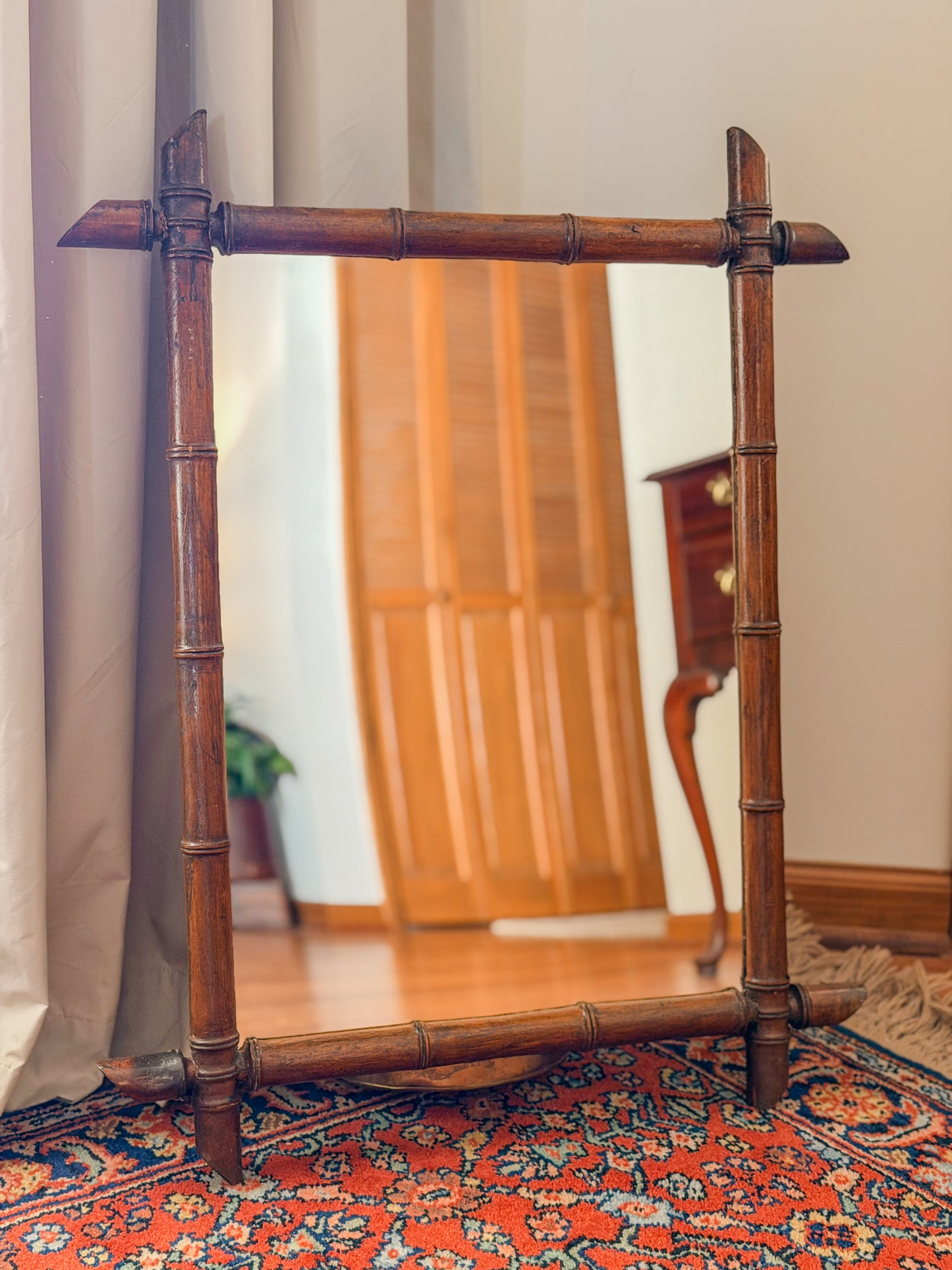 Antique French Faux Bamboo Mirror