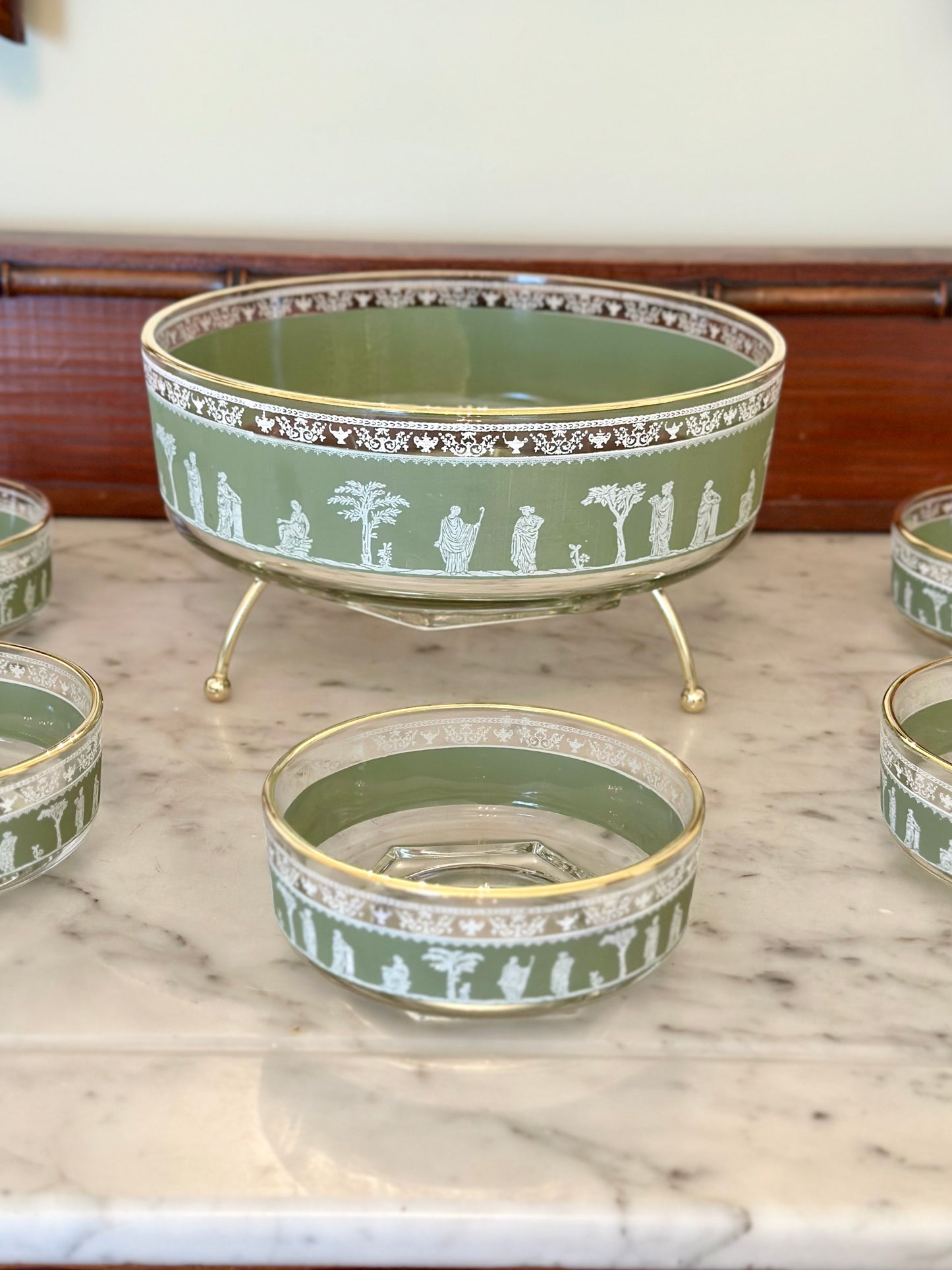 Vintage Jeanette Glass Hellenic 4-Way Server Set