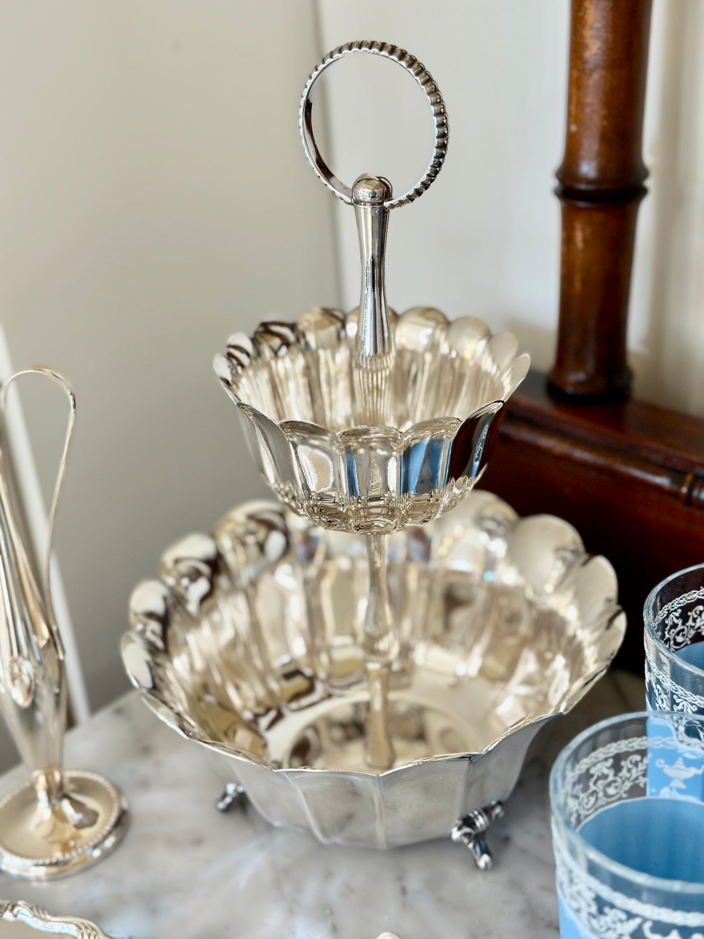 Silverplate Two-Tier Footed Serving Dish