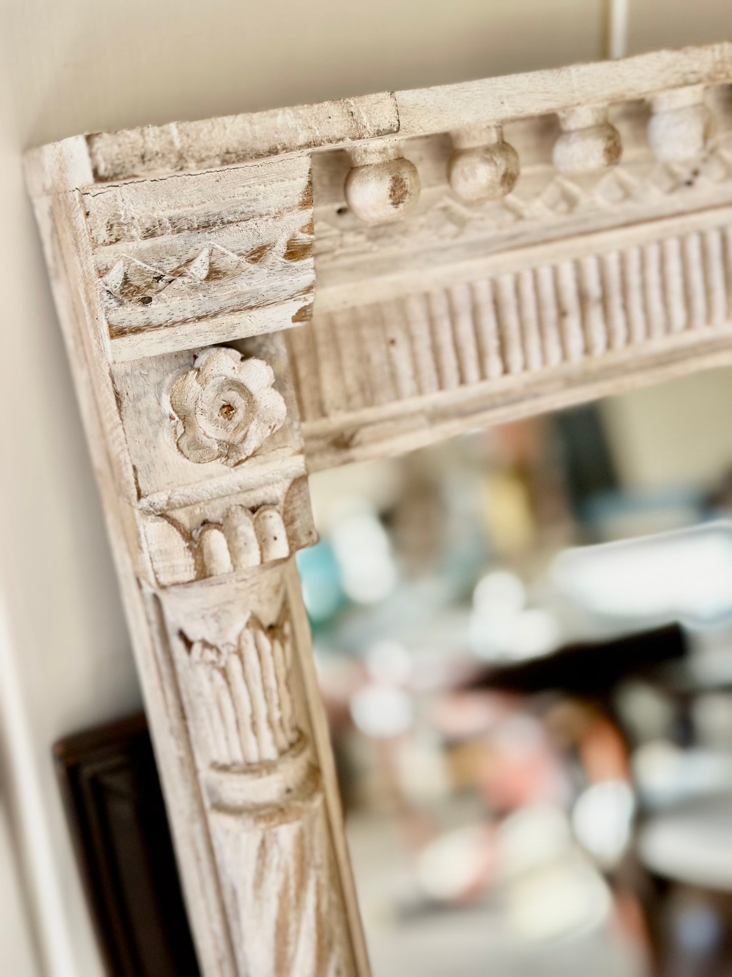 Neoclassical Style Whitewashed Mirror