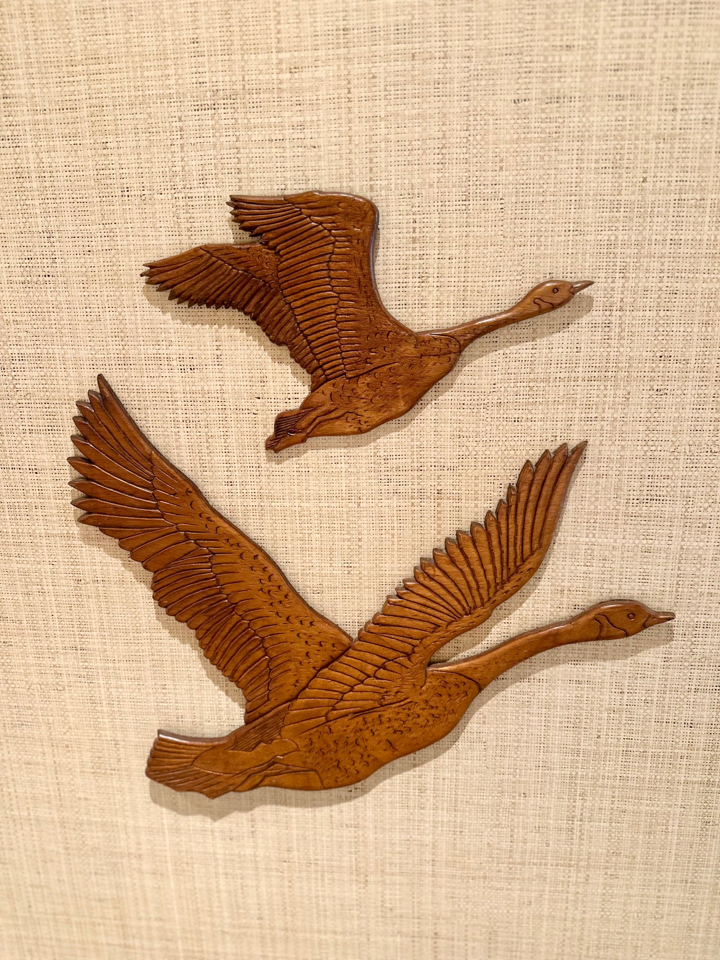 Wooden Geese in Flight (Set of 2)