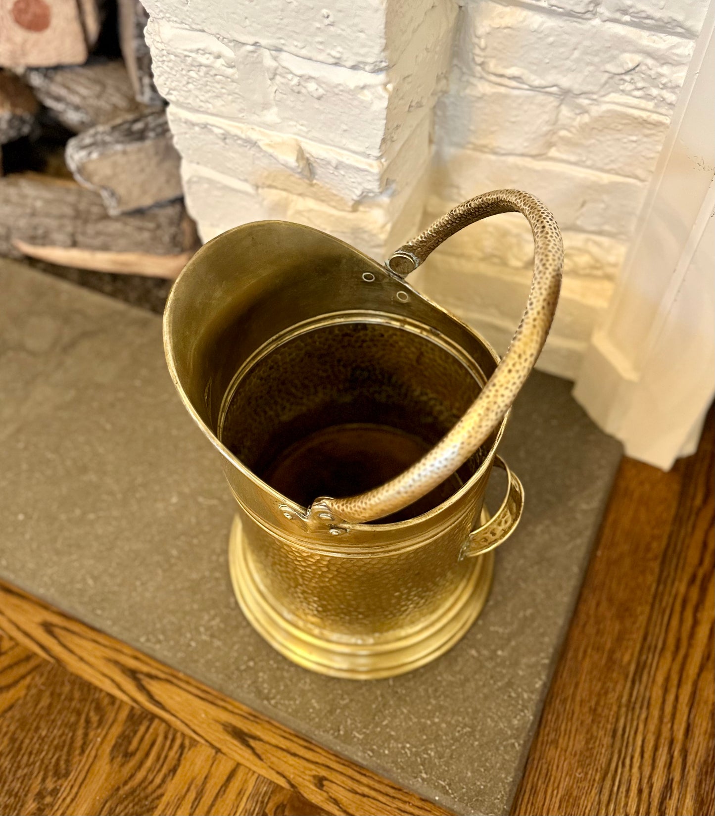 Hammered Brass Coal Scuttle Bucket