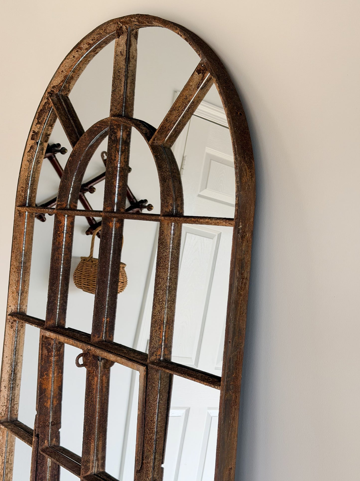 Victorian Cast Iron Windowpane Mirror