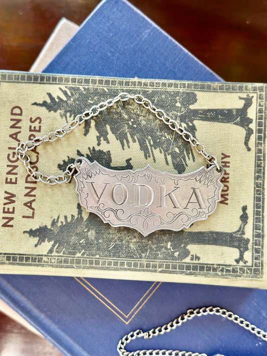 Vintage Pewter Vodka Decanter Tag