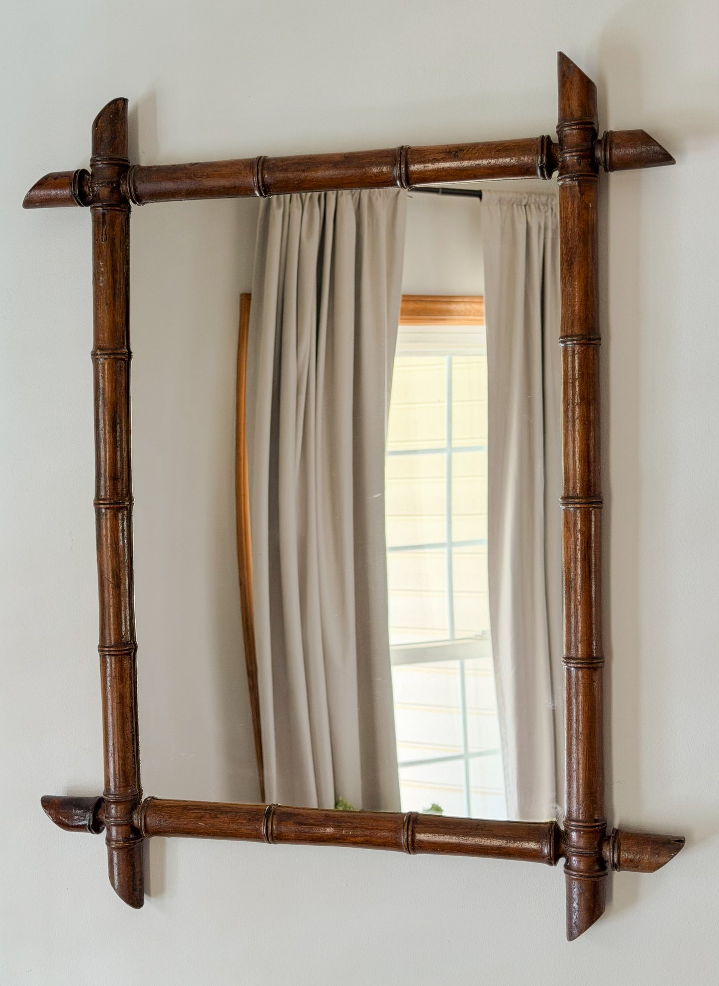 Antique French Faux Bamboo Mirror