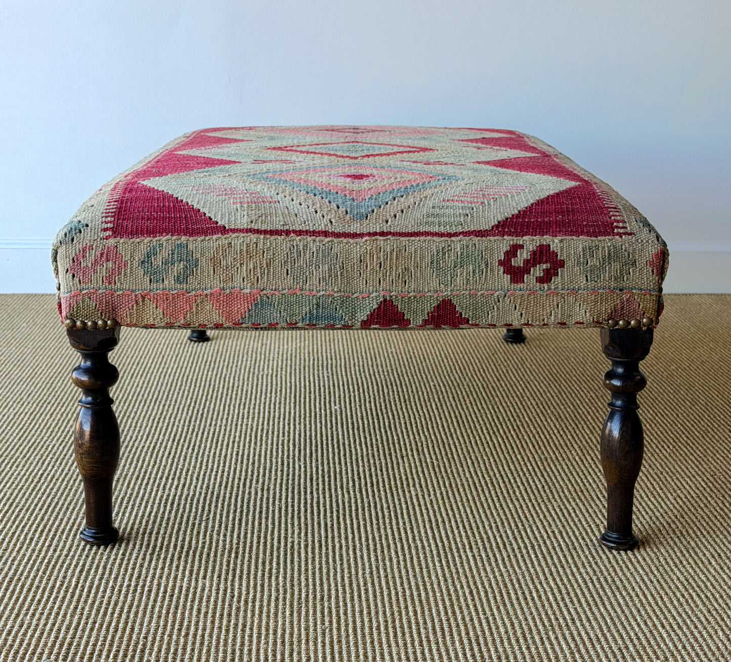Antique Kilim Footstool (Red/Pink)