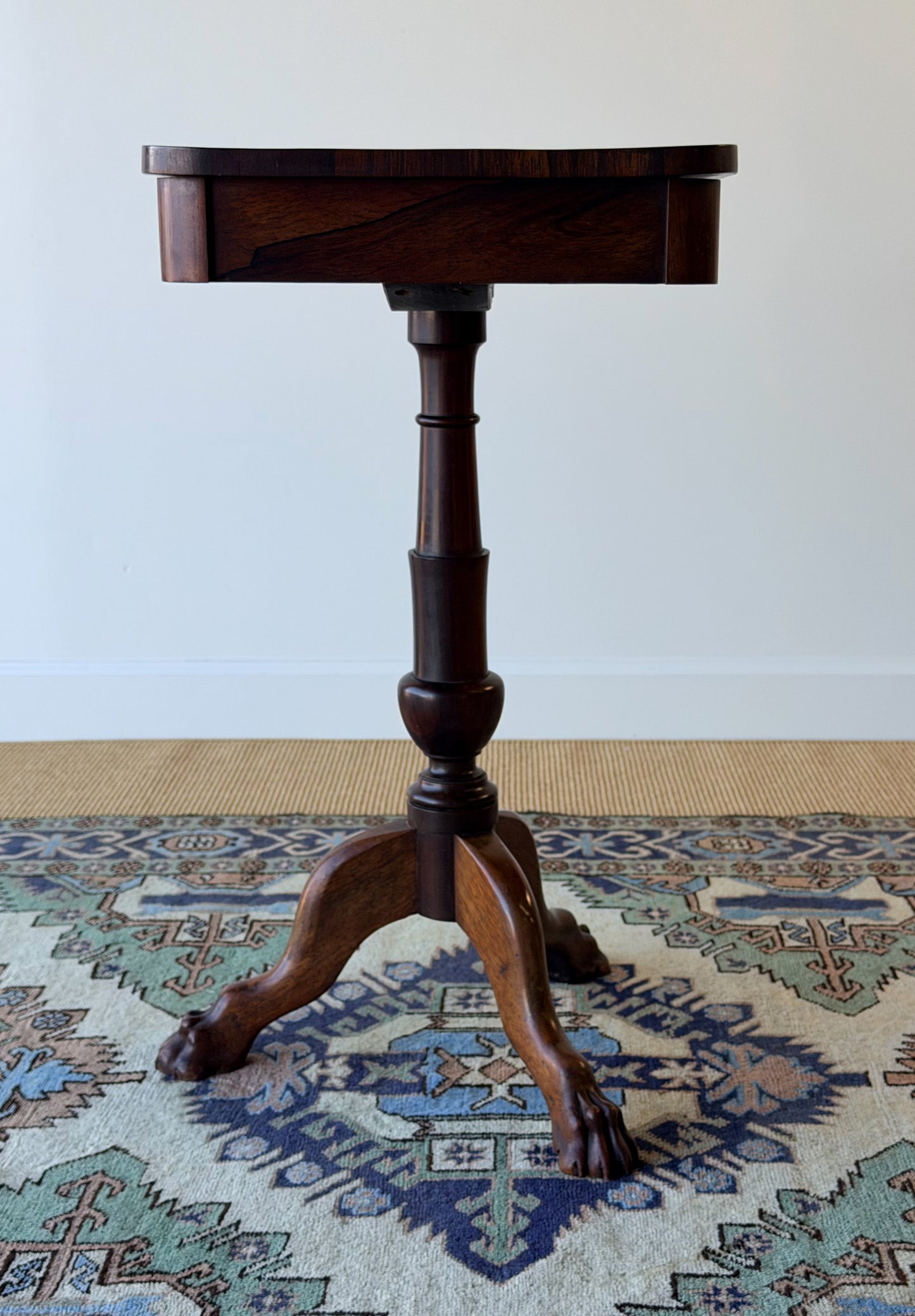 Georgian Mahogany Clawfoot Pedestal Side Table