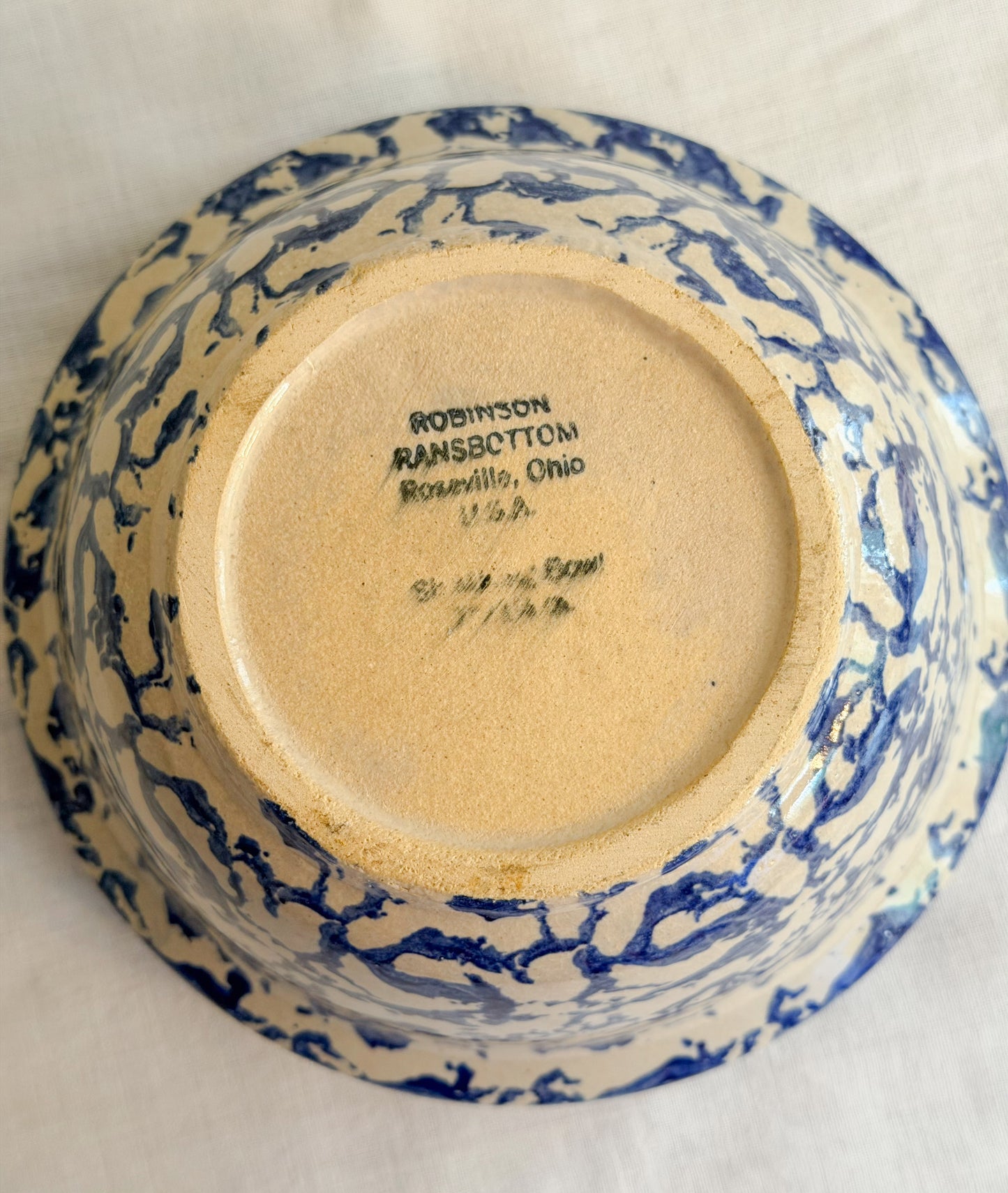 Small Roseville Spongeware Mixing Bowl