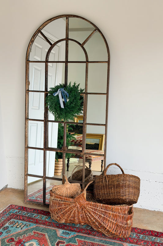 Victorian Cast Iron Windowpane Mirror