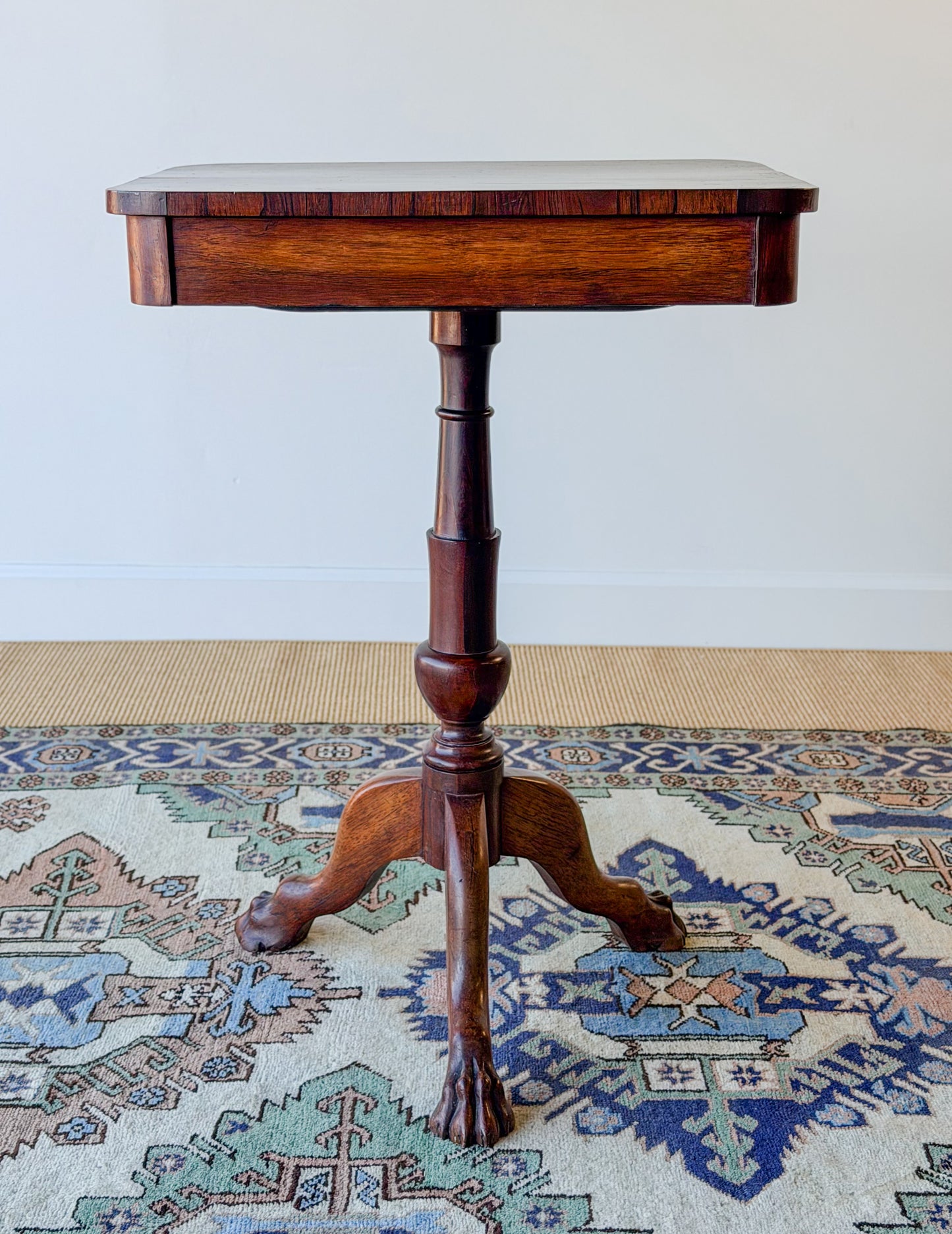 Georgian Mahogany Clawfoot Pedestal Side Table