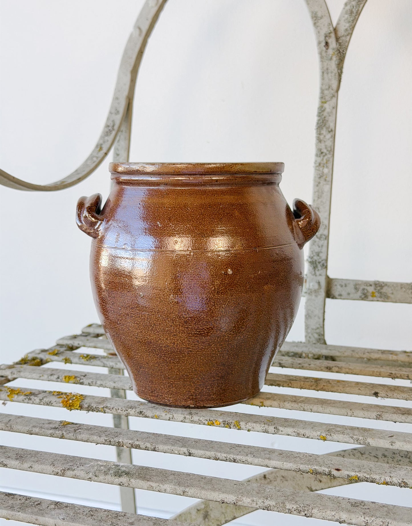 Antique French Glazed Earthenware Confit Crock