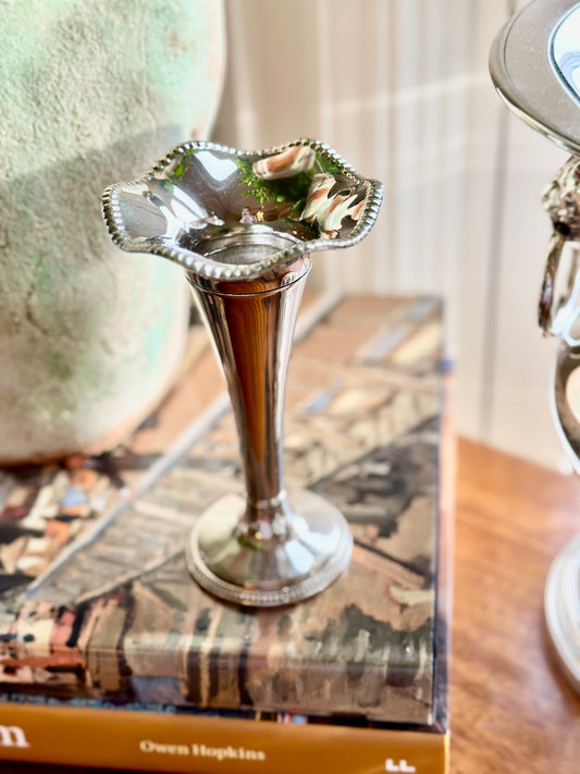 Silverplate Scalloped Stem Vase