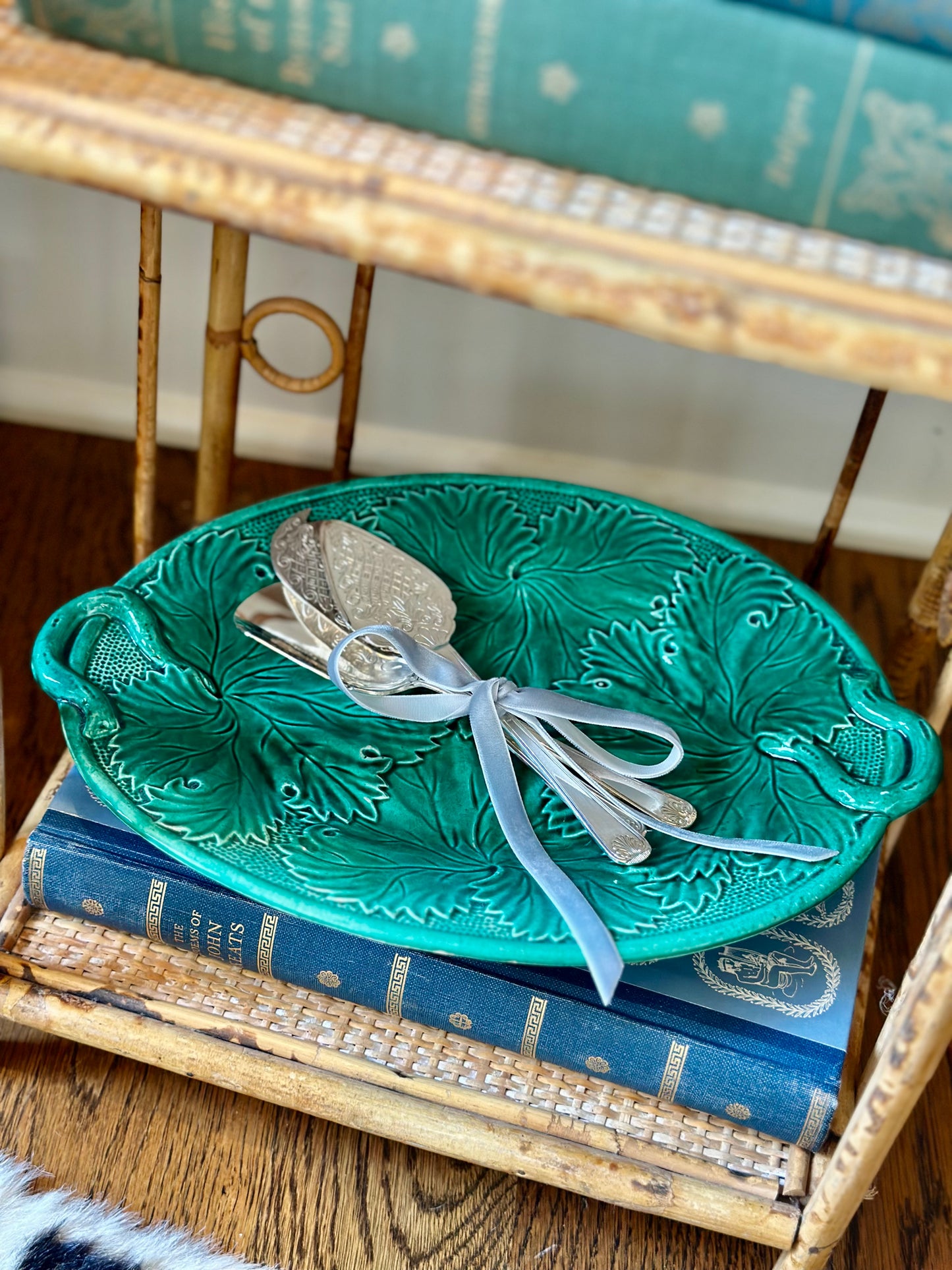 Majolica Grape Leaf Oval Platter