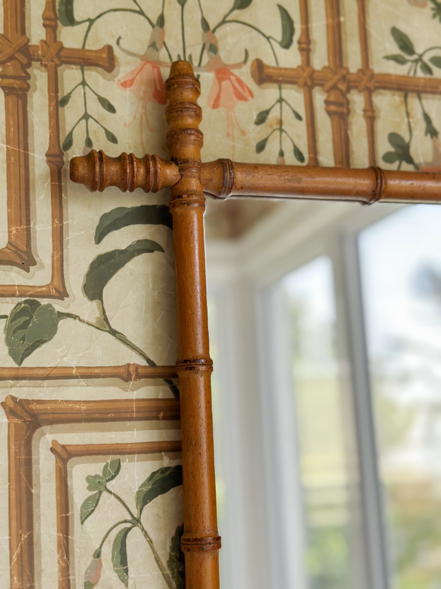 Antique French Faux Bamboo Mirror