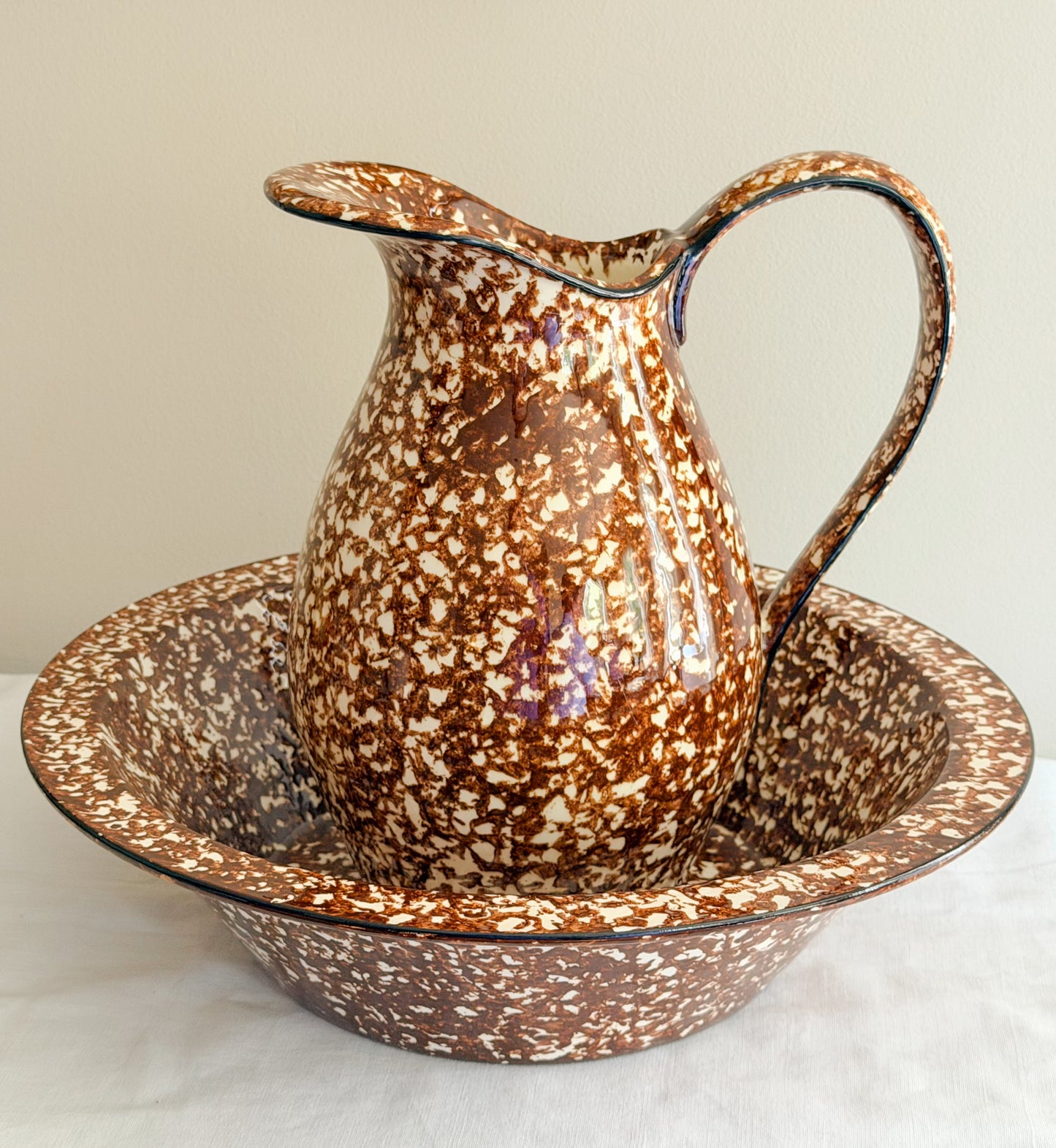 Vintage Stangl Spongeware Pitcher & Bowl Set