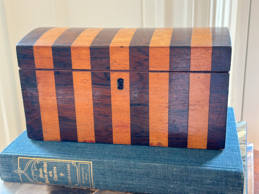 Antique Striped Wooden Tea Caddy