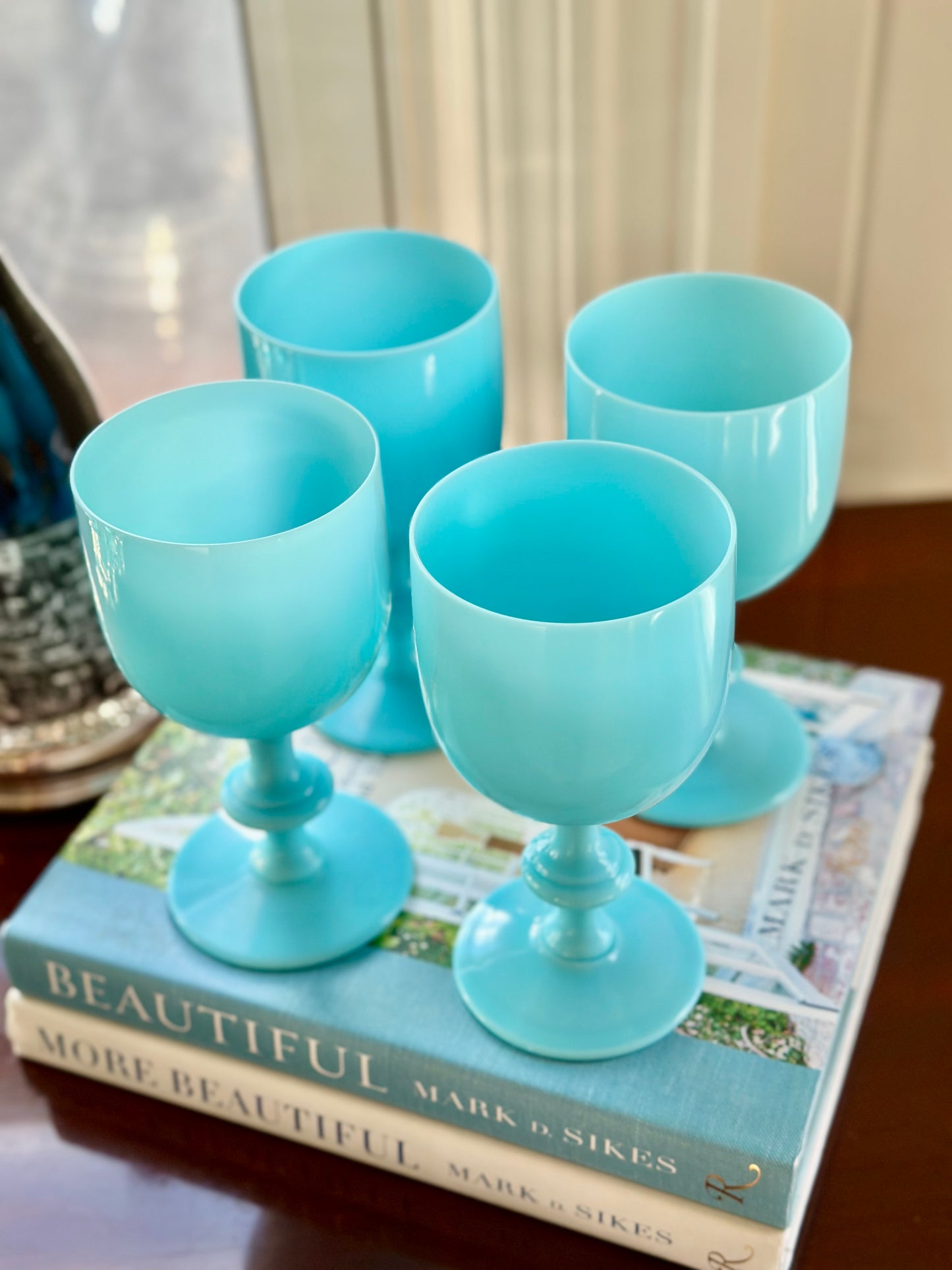 Blue Opaline Wine Glasses (Set of 4)