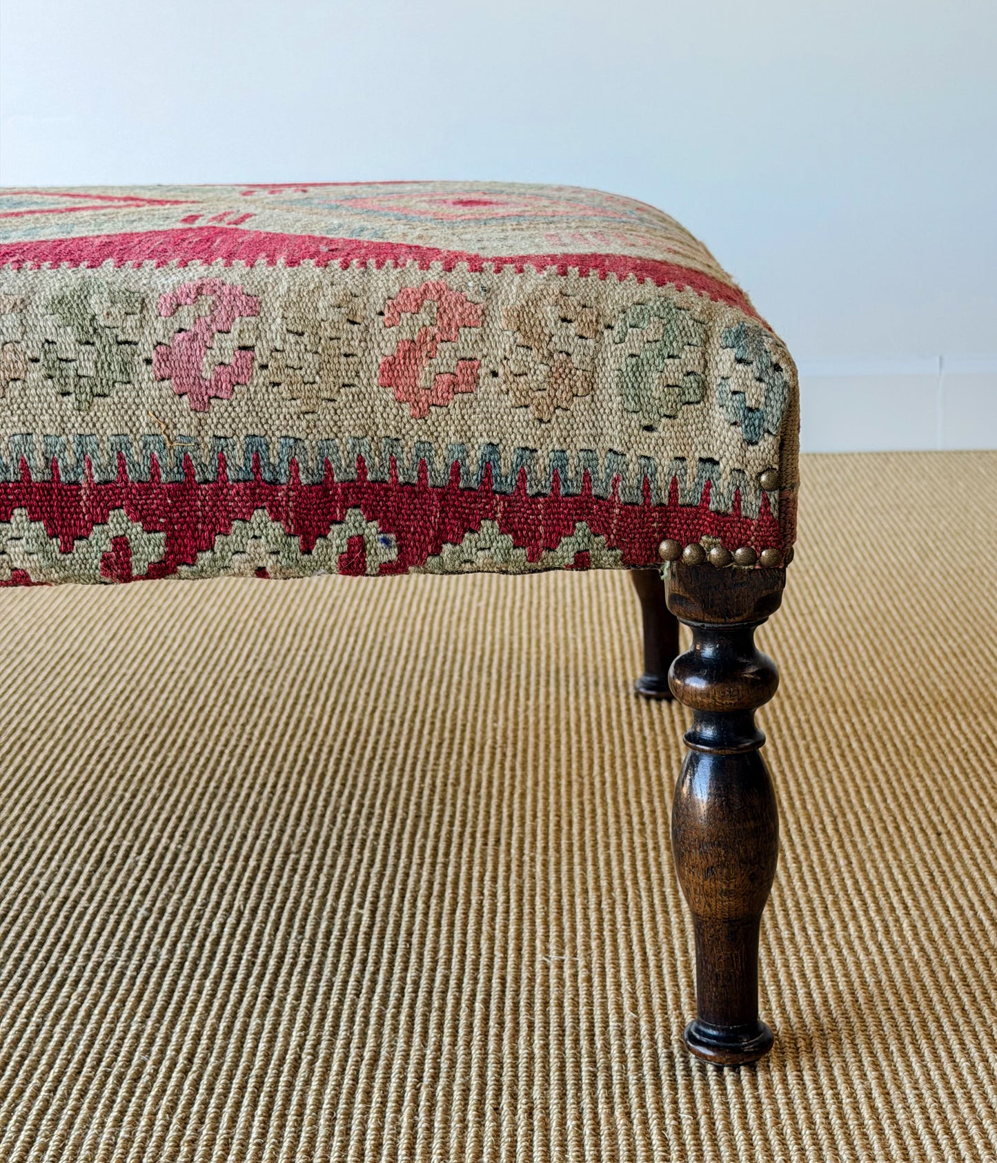 Antique Kilim Footstool (Red/Pink)