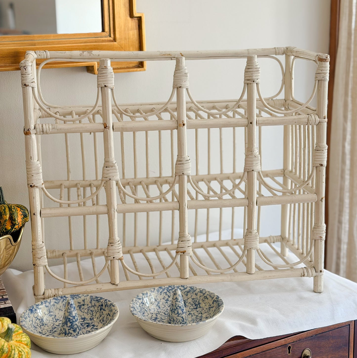 Vintage Painted Bamboo Wine Rack