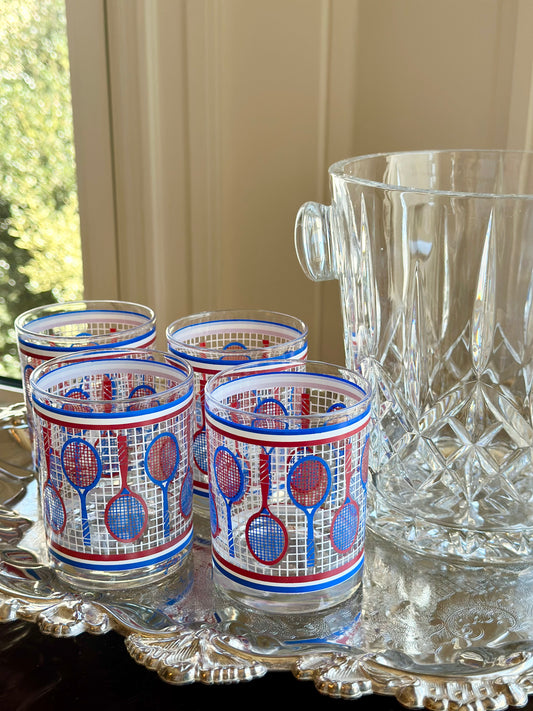 Georges Briard Tennis Raquet Old Fashioned Glasses (Set of 4)