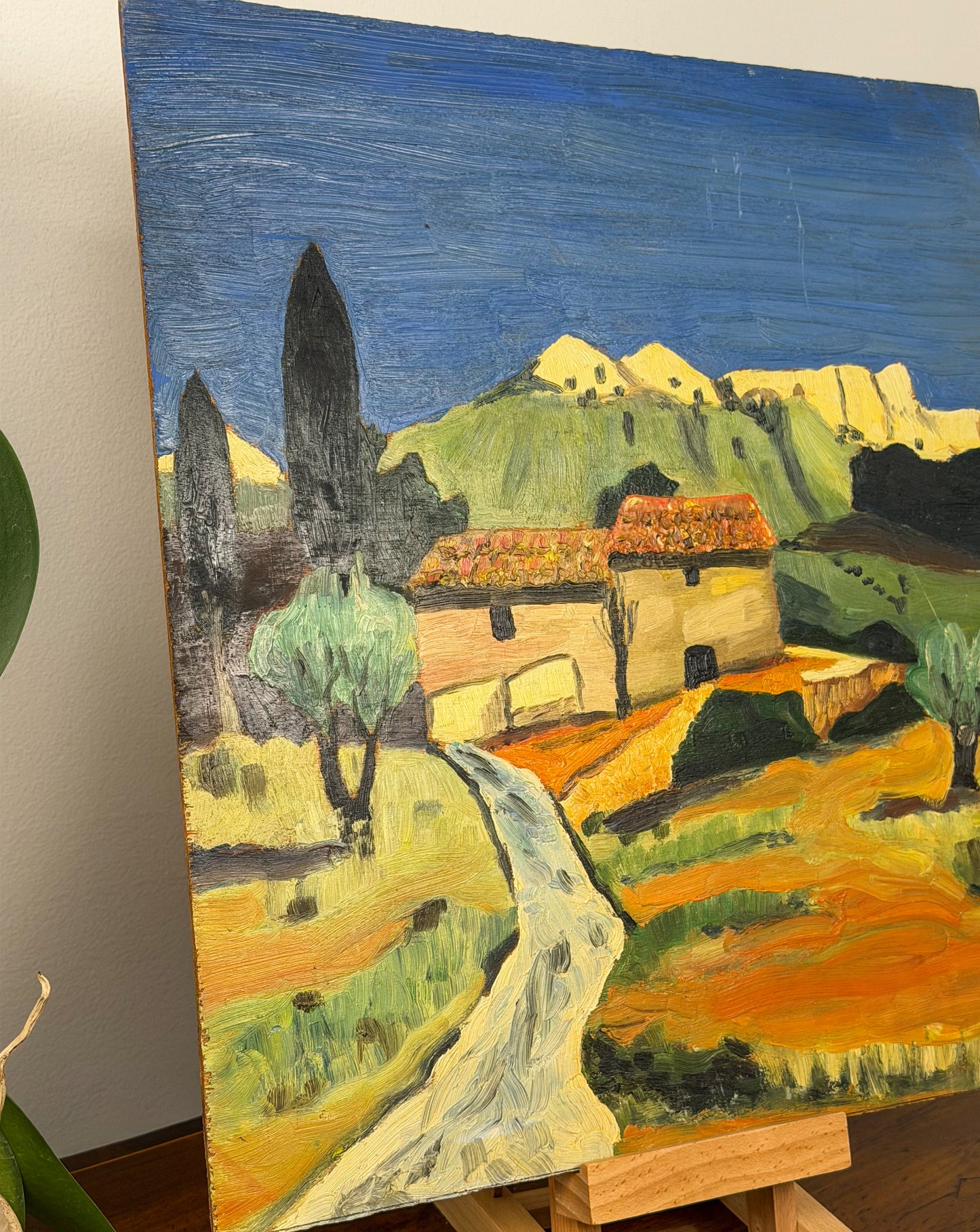 Naive Oil On Panel Painting ‘Mountainside Mill’