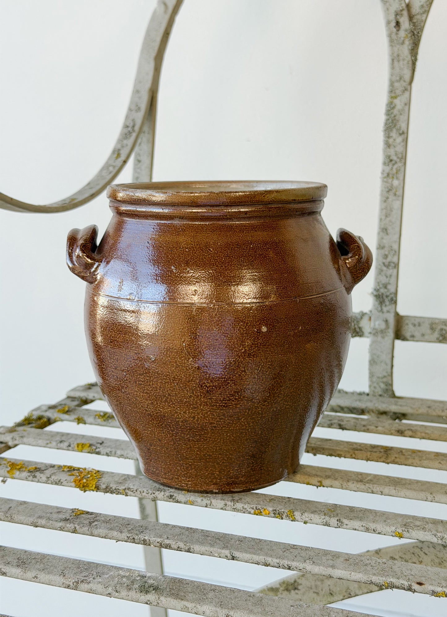 Antique French Glazed Earthenware Confit Crock