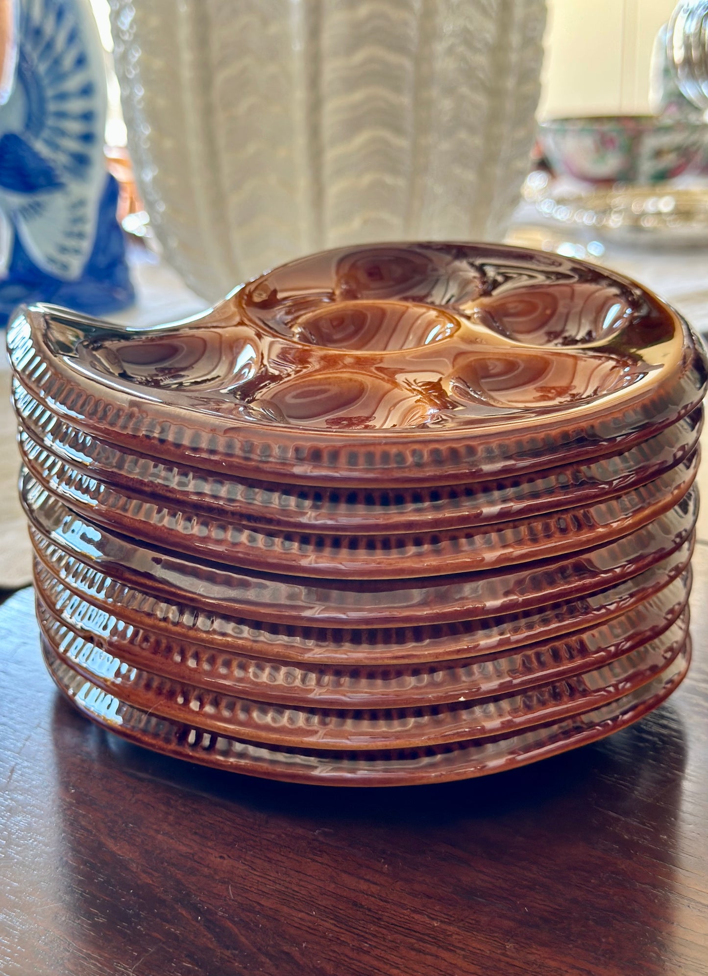 Majolica Style Escargot Plates (Set of 8)