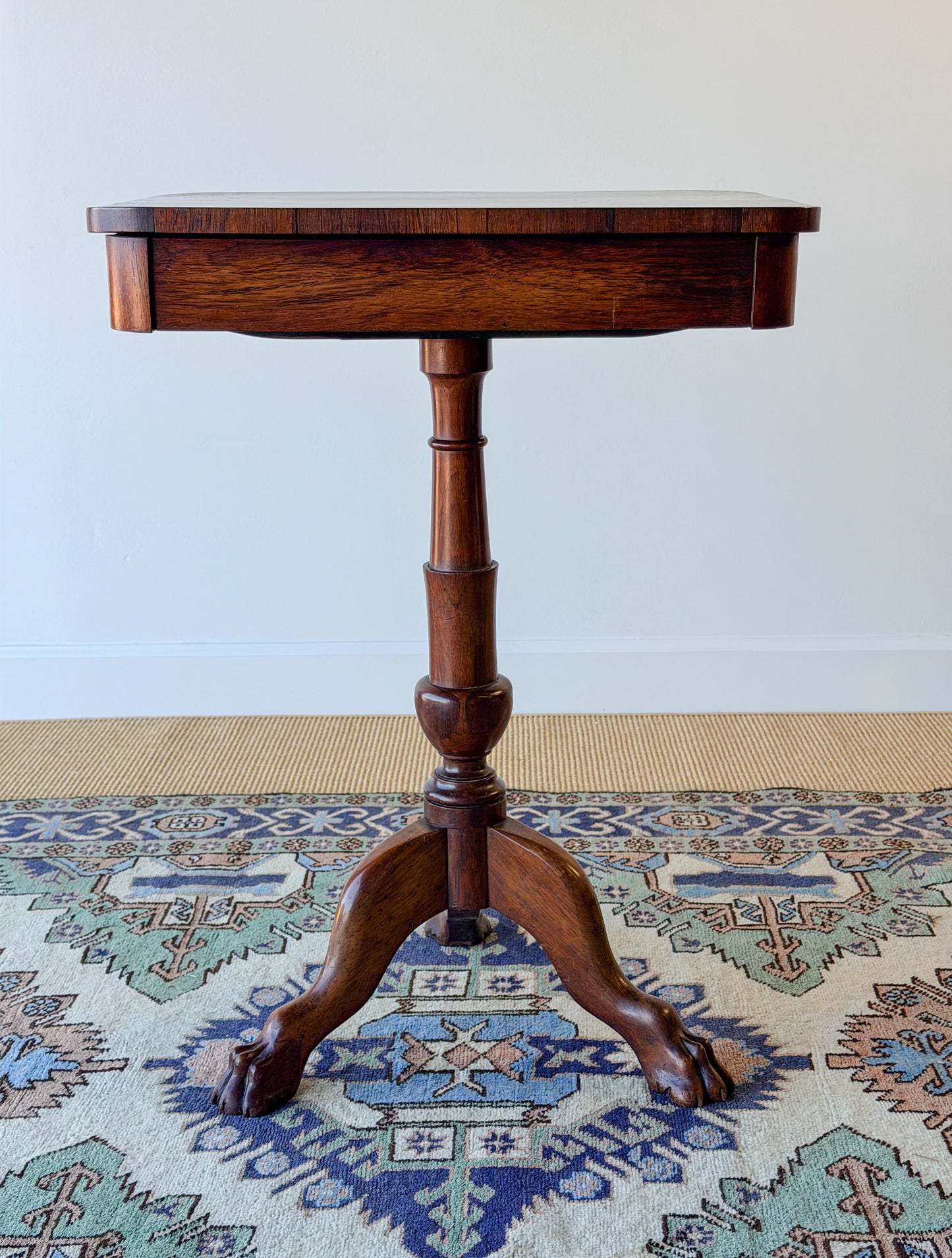 Georgian Mahogany Clawfoot Pedestal Side Table