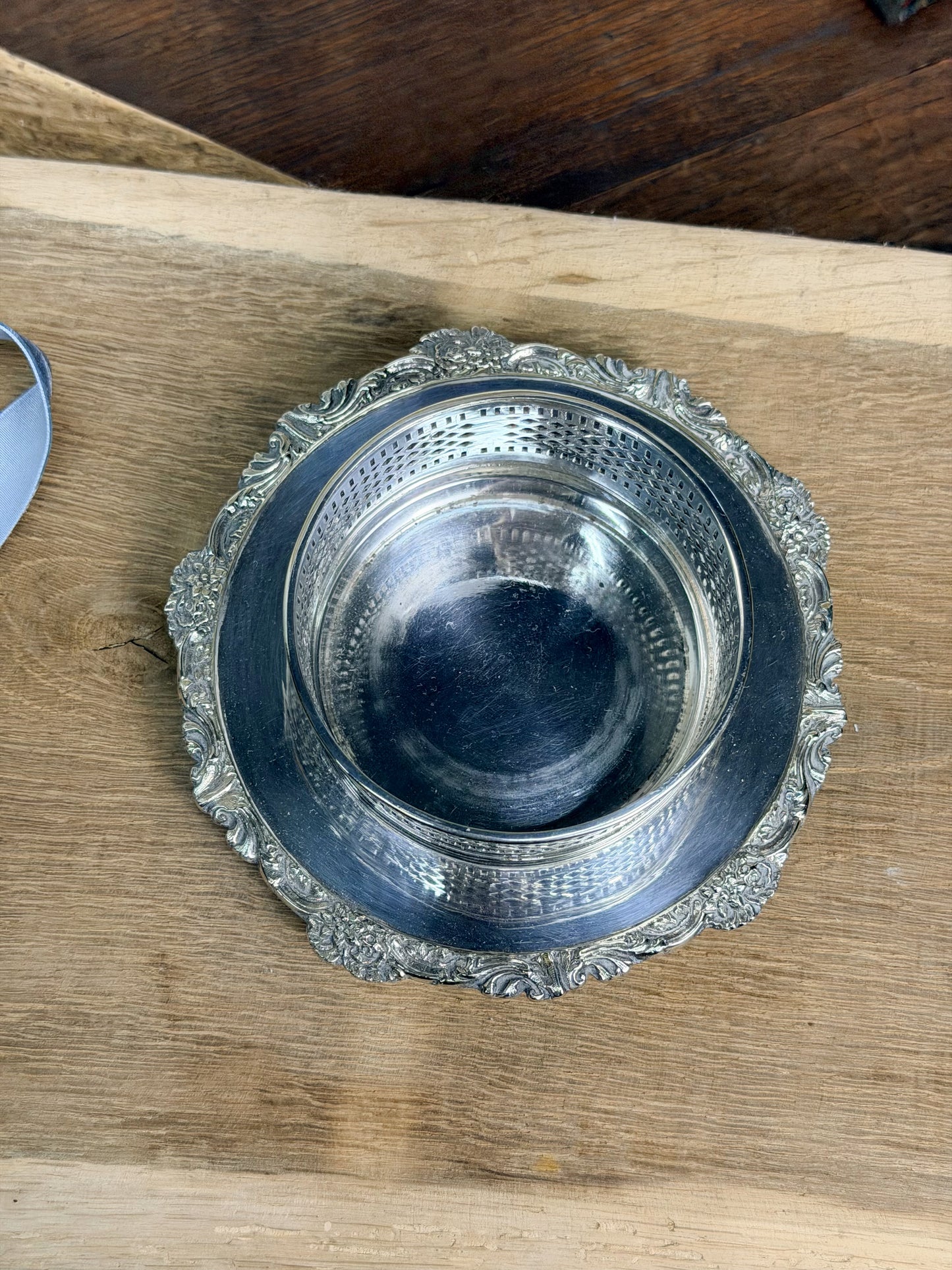 Vintage English Silverplate Wine Coaster