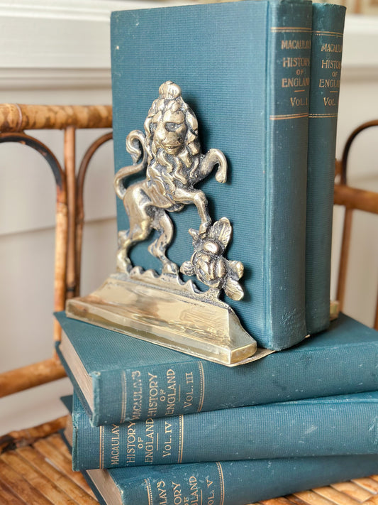 British Royal Heraldic Brass Bookends