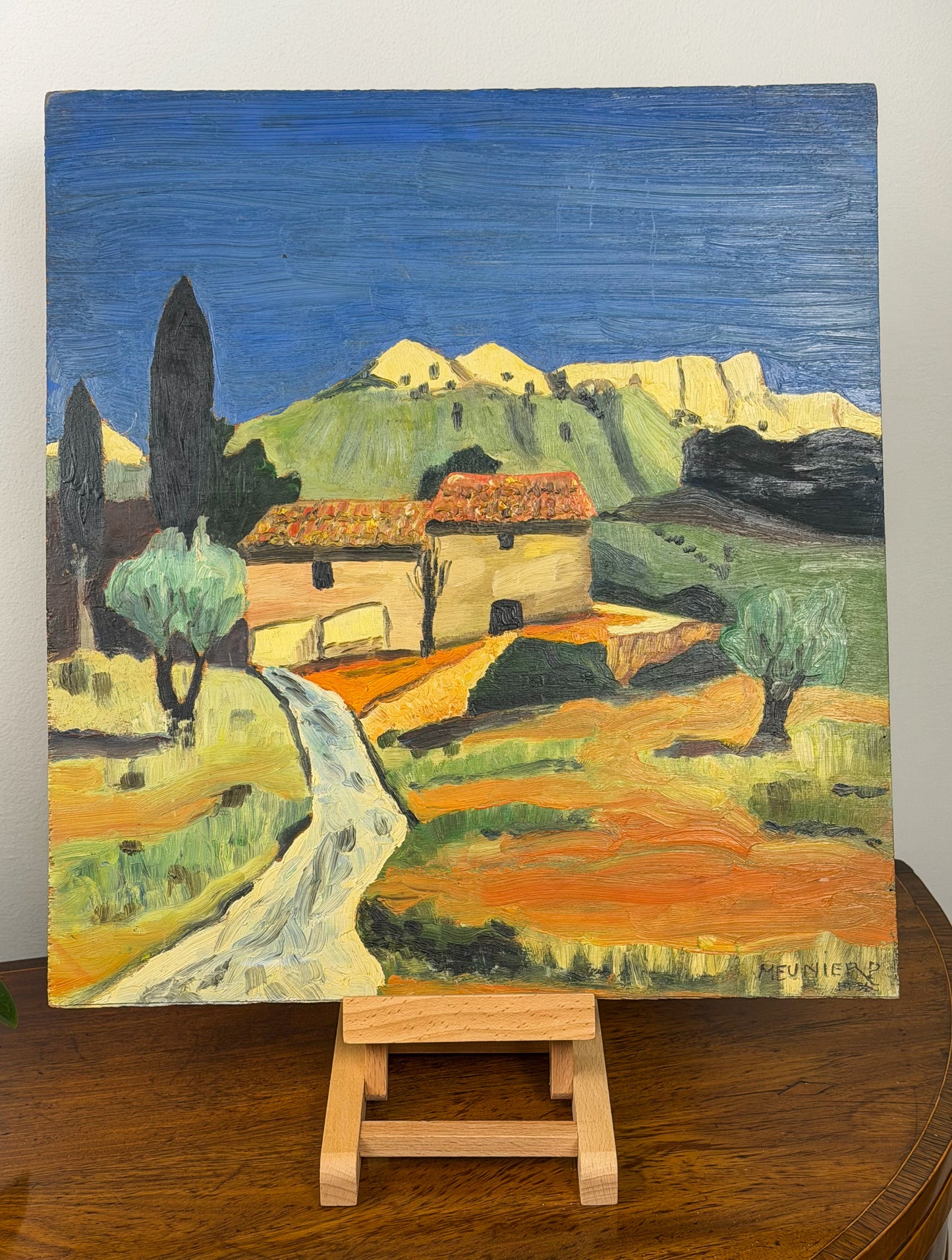 Naive Oil On Panel Painting ‘Mountainside Mill’