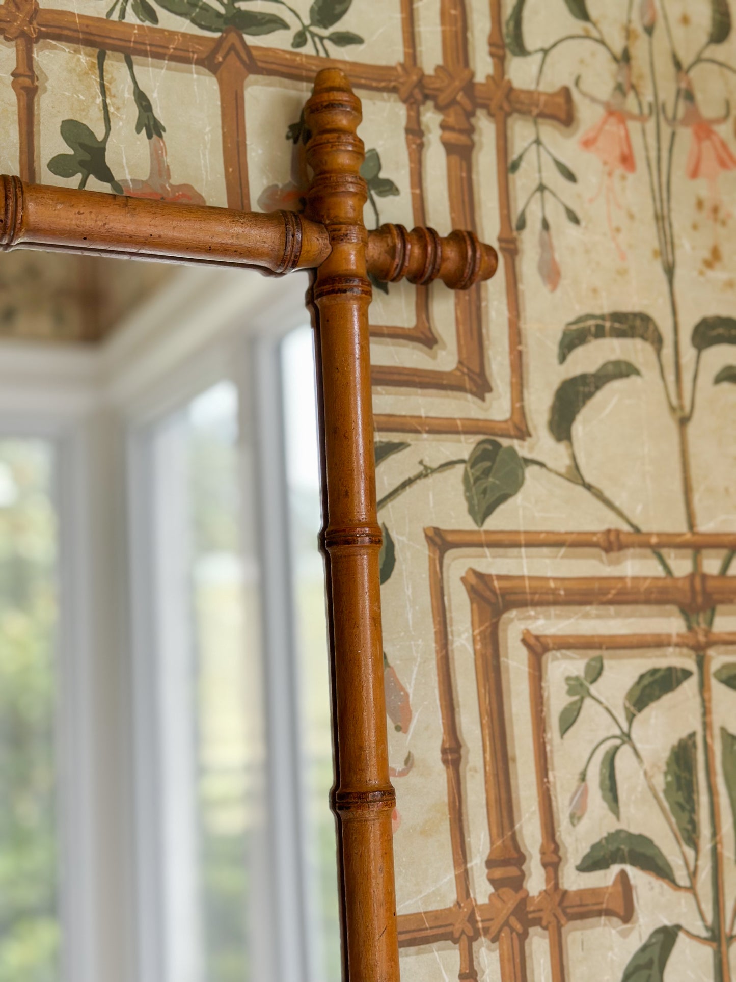 Antique French Faux Bamboo Mirror