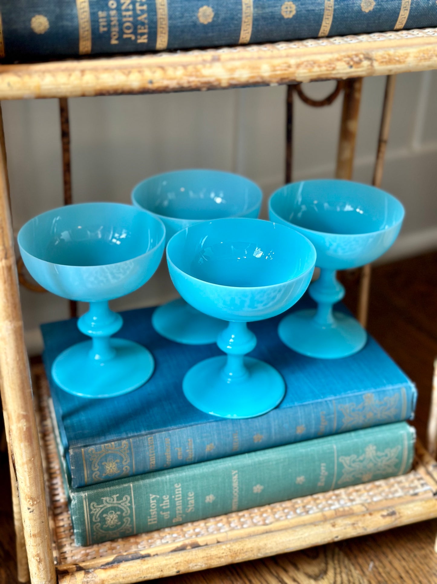 Blue Opaline Coupe Glasses (Set of 4)