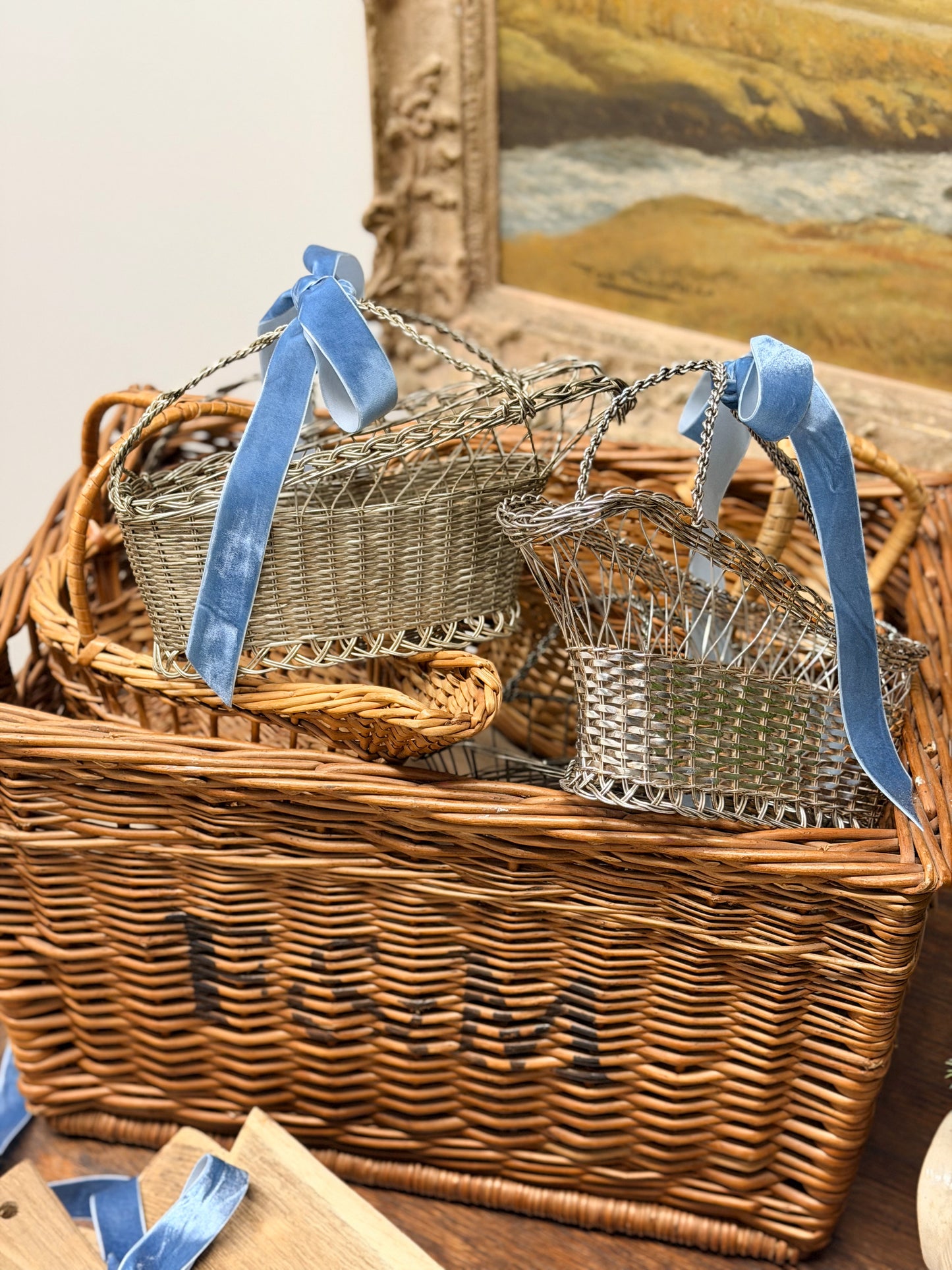Vintage Silverplate Wine Baskets