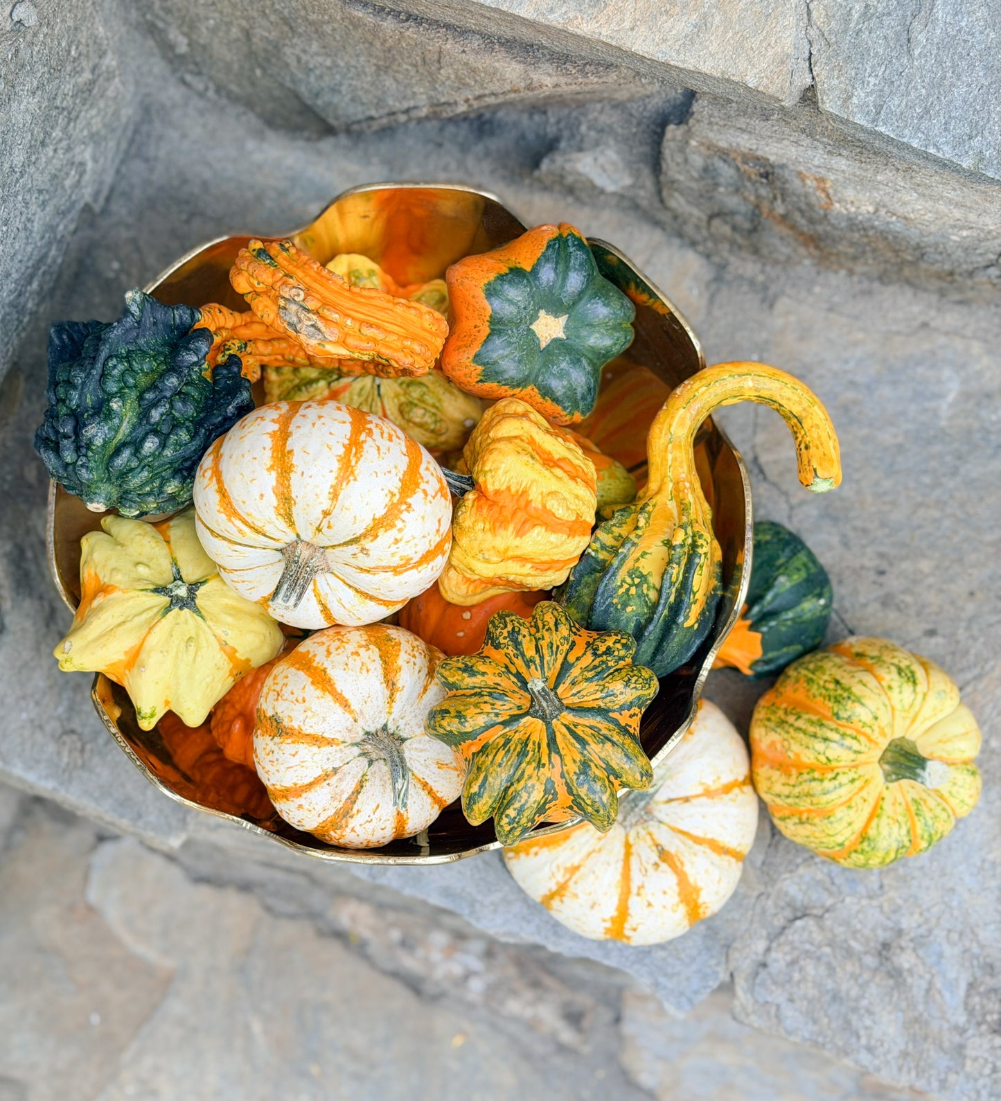 Vintage Scalloped Brass Pedestal Bowl