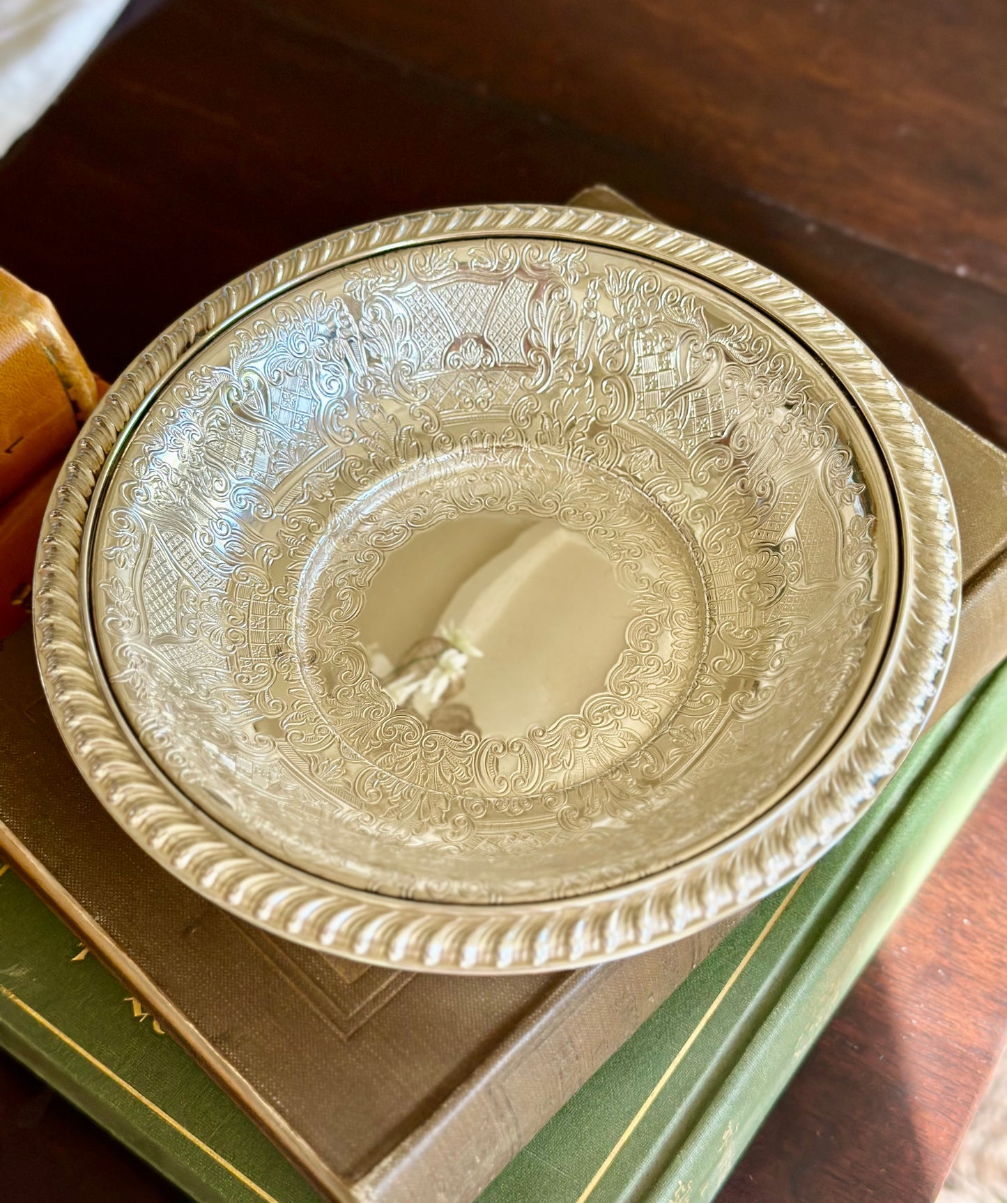 Vintage Intricately Engraved English Silverplate Bowl