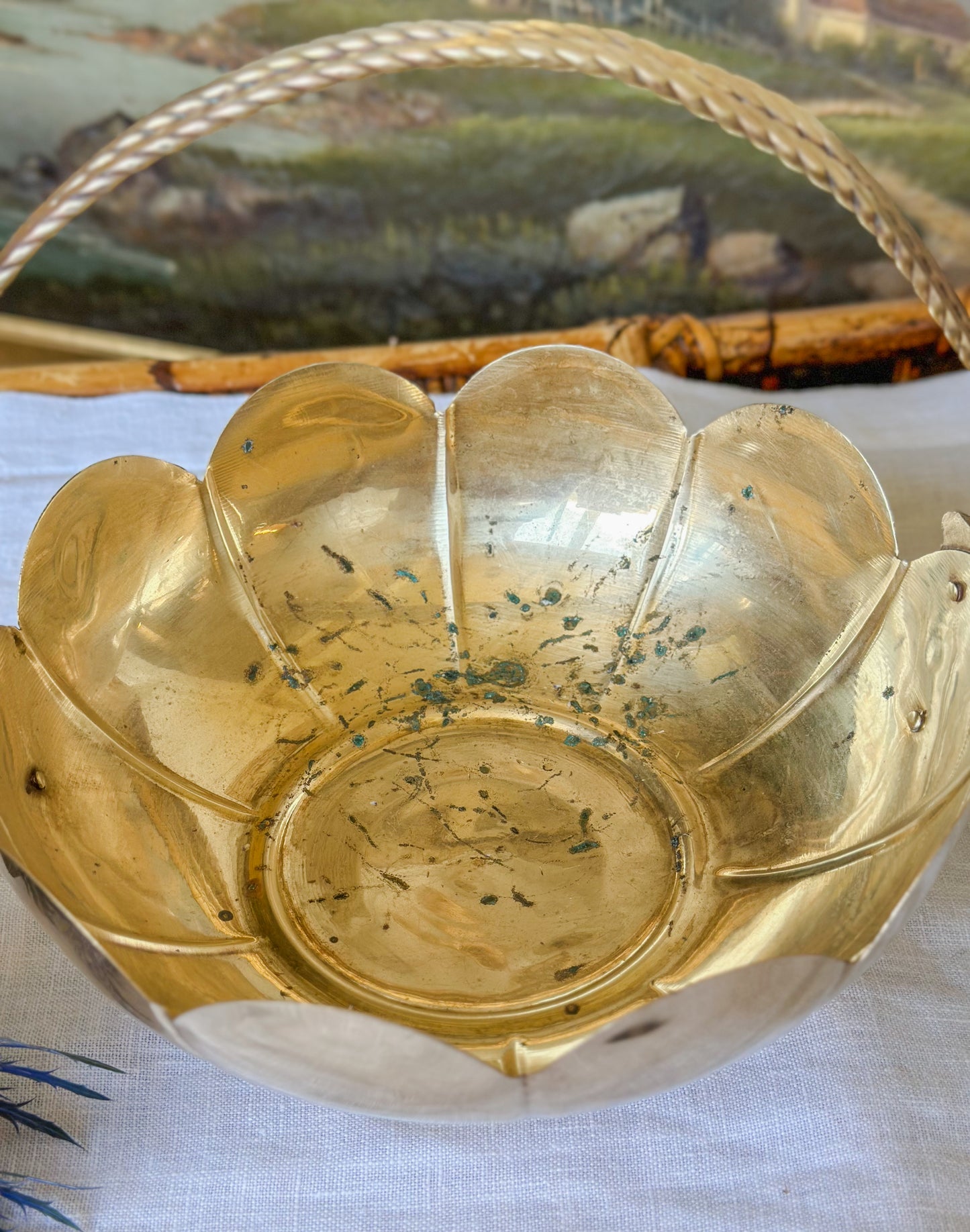 Brass Scalloped Basket