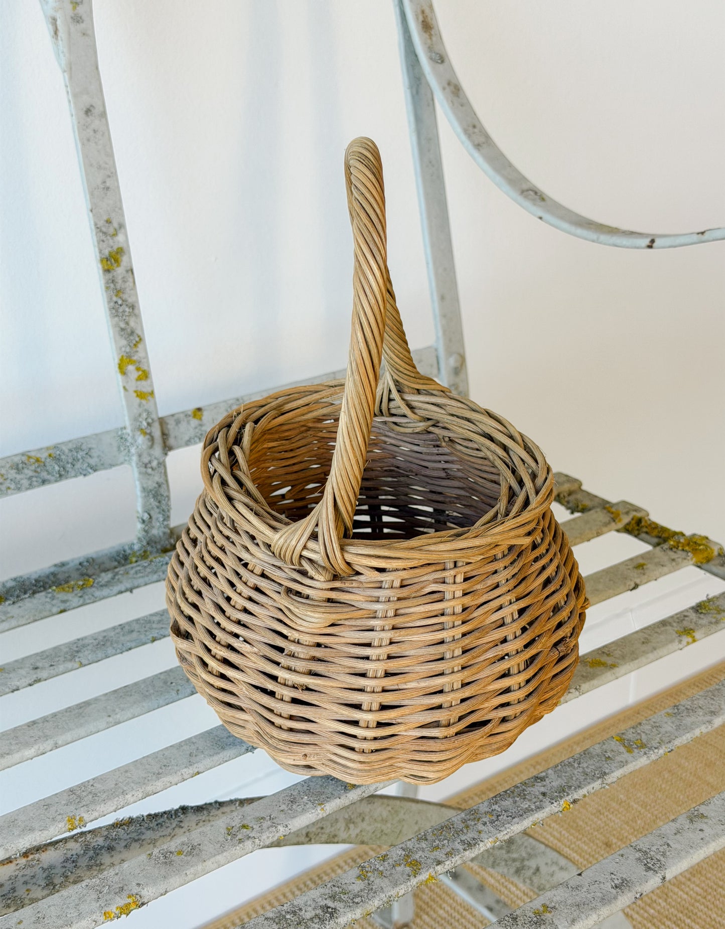 Petite Vintage Woven Rattan Basket (Lighter Brown)