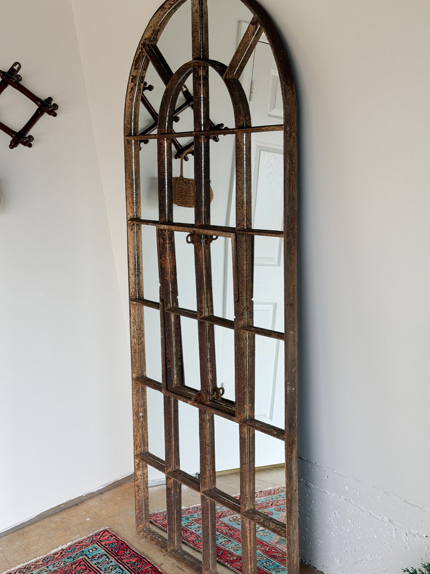 Victorian Cast Iron Windowpane Mirror