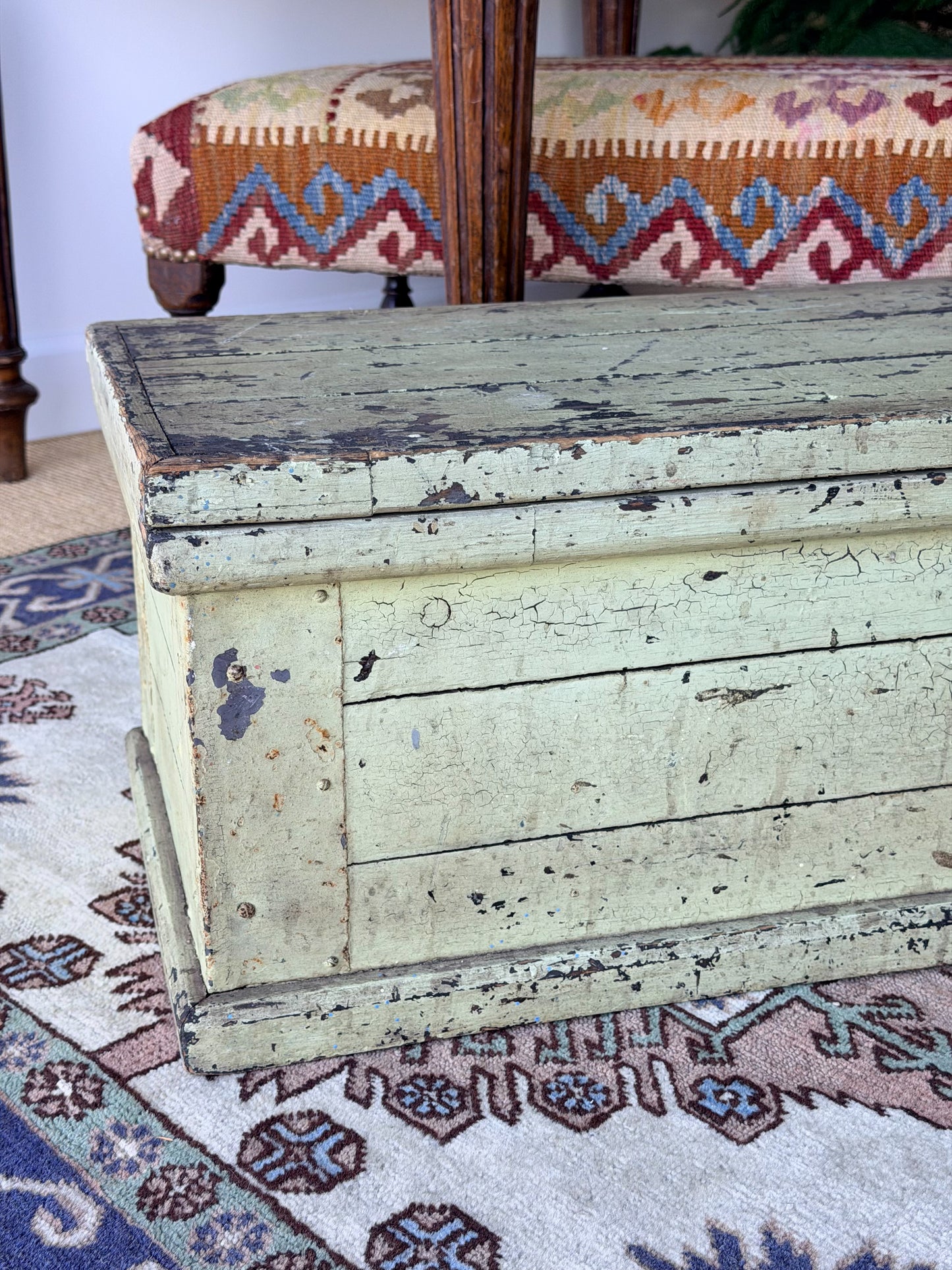 Antique Painted Wooden Storage Chest