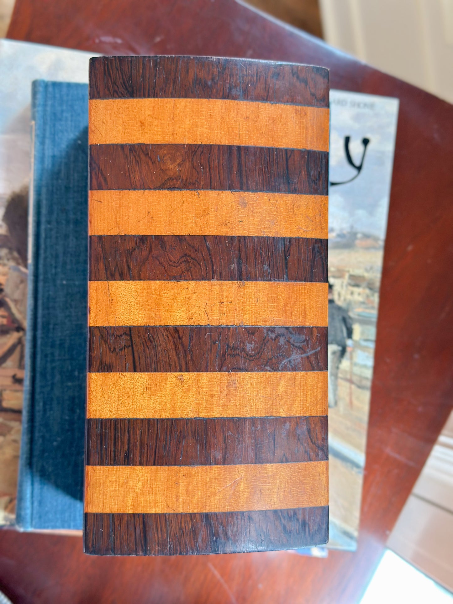 Antique Striped Wooden Tea Caddy