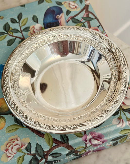 Silverplate Dish with Embossed Rim