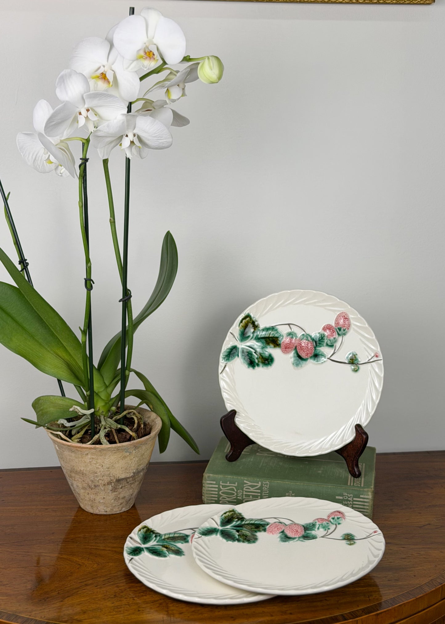 Vintage ‘Fraises en relief’ Majolica Plates