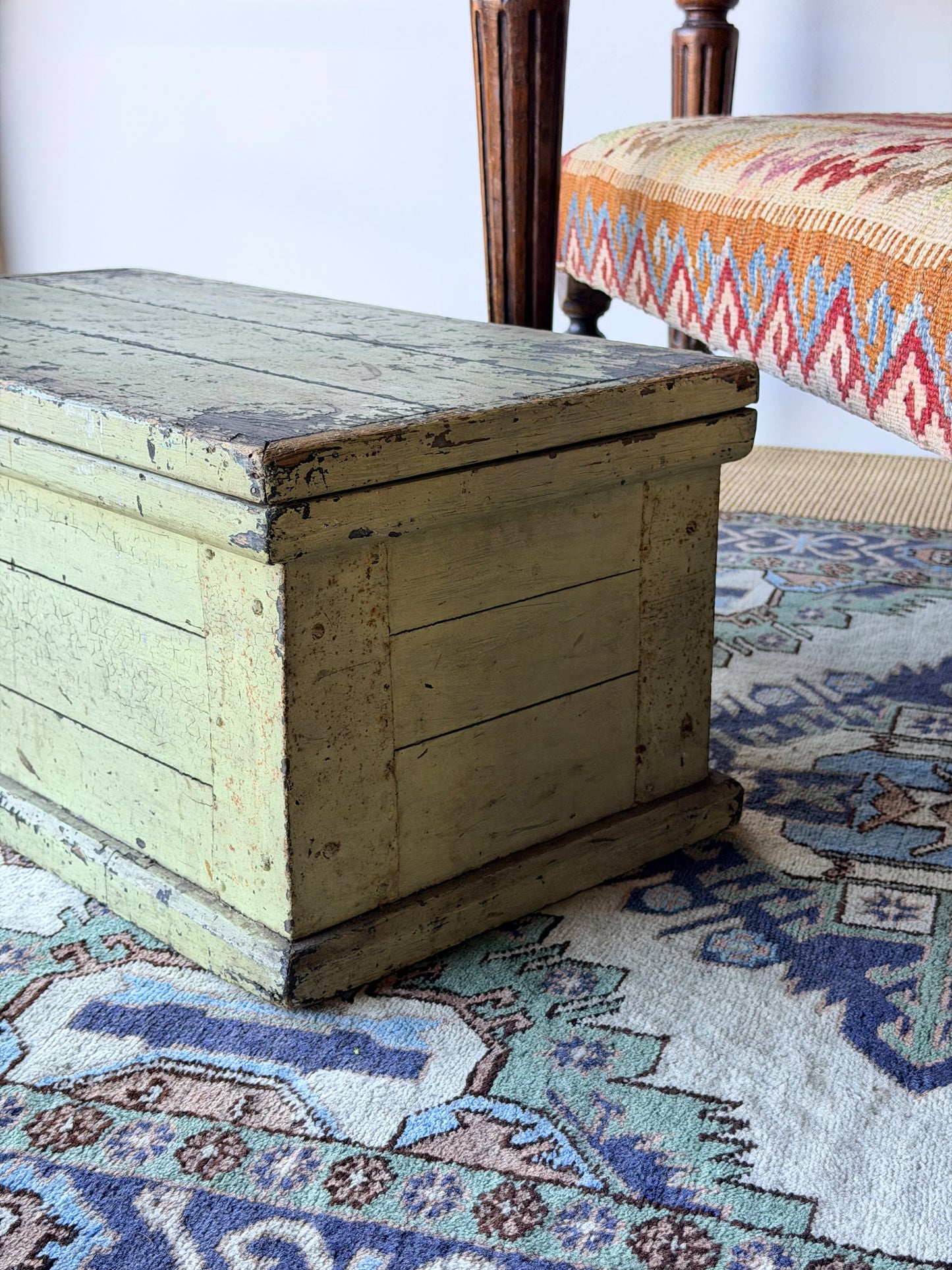 Antique Painted Wooden Storage Chest