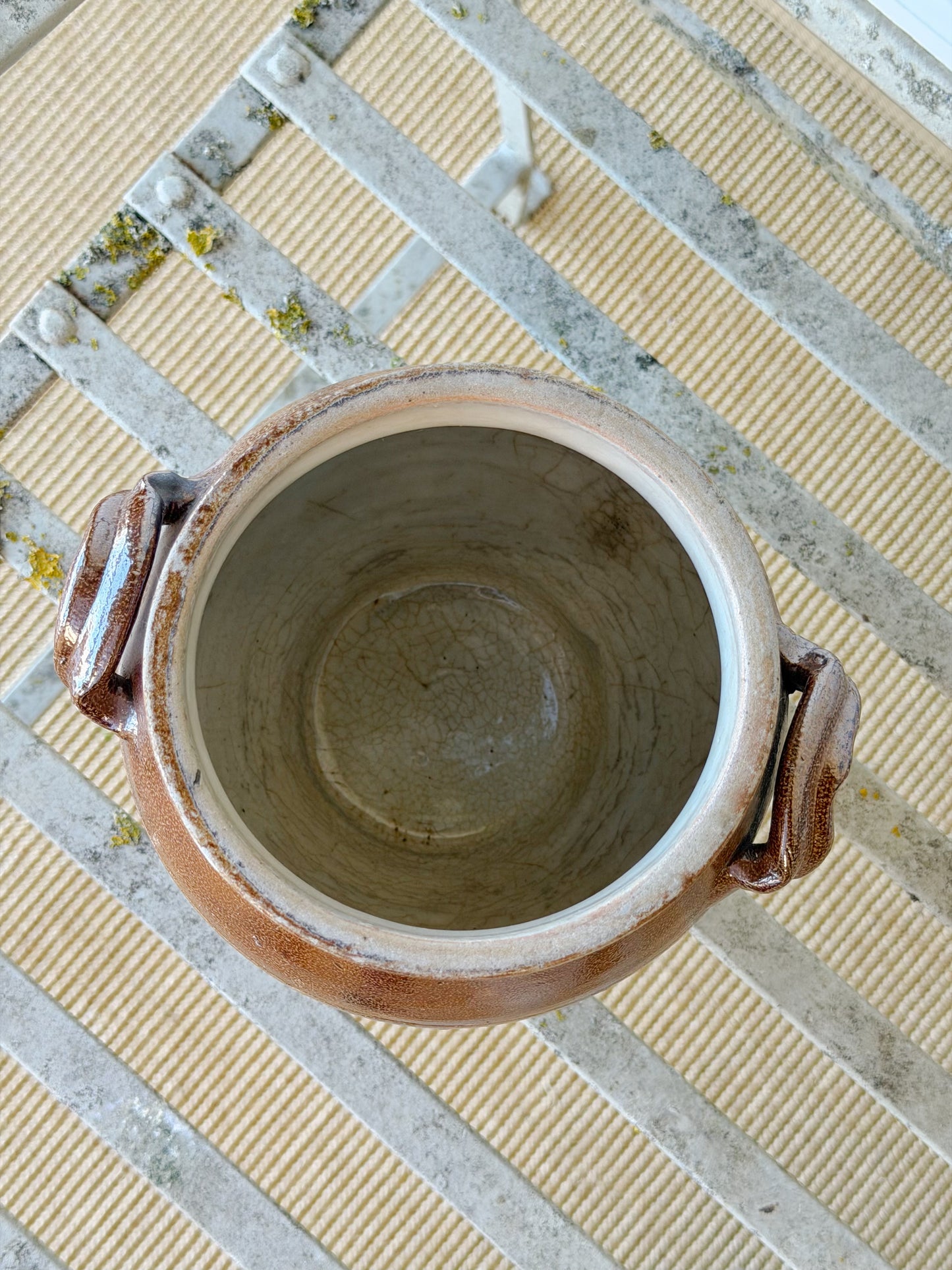 Antique French Glazed Earthenware Confit Crock